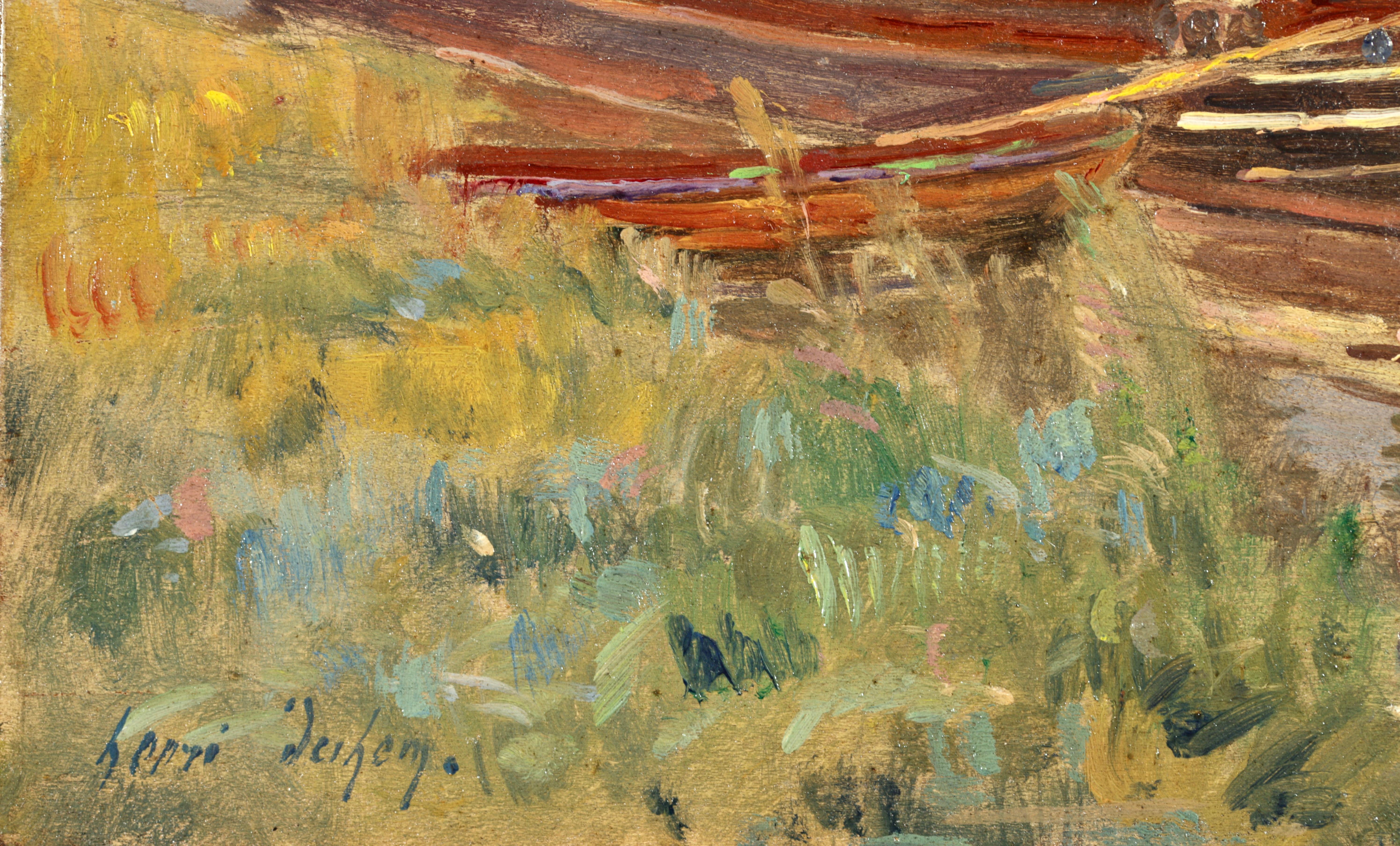 Canal a Douai - French Impressionist Oil, River Landscape by Henri Duhem For Sale 1