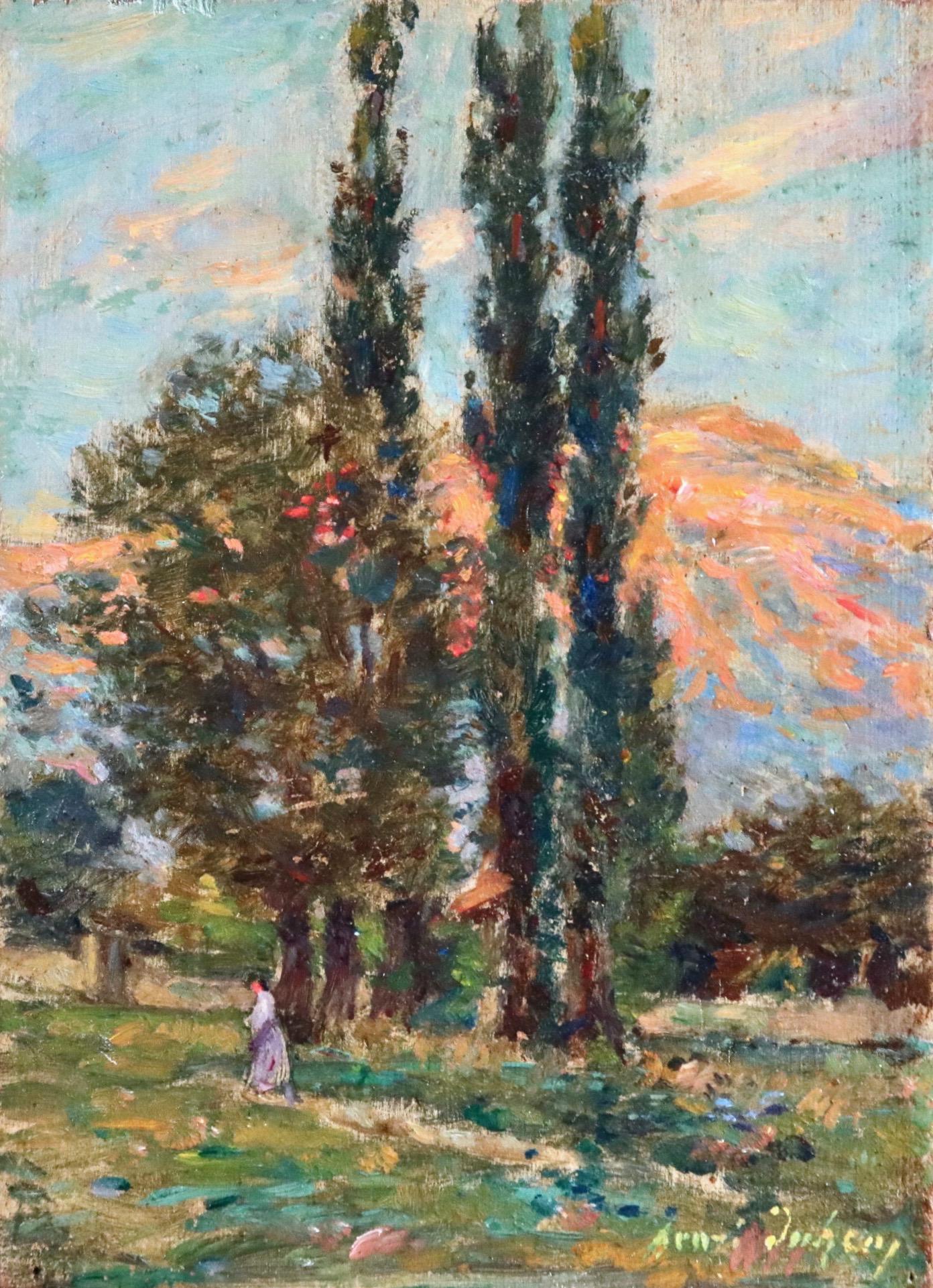 Coucher de Soleil sur la Montagne - 19th Century Oil, Mountain Landscape - Duhem