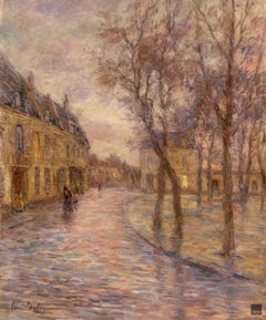 Crepescule apres la pluie - Impressionist Oil, Figures Landscape by Henri Duhem