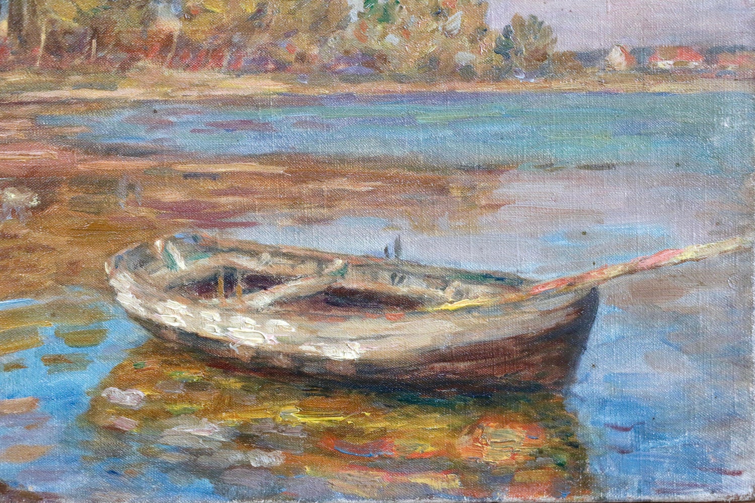 Henri Duhem Etang á Nimes 19th Century Oil Boat On Pond