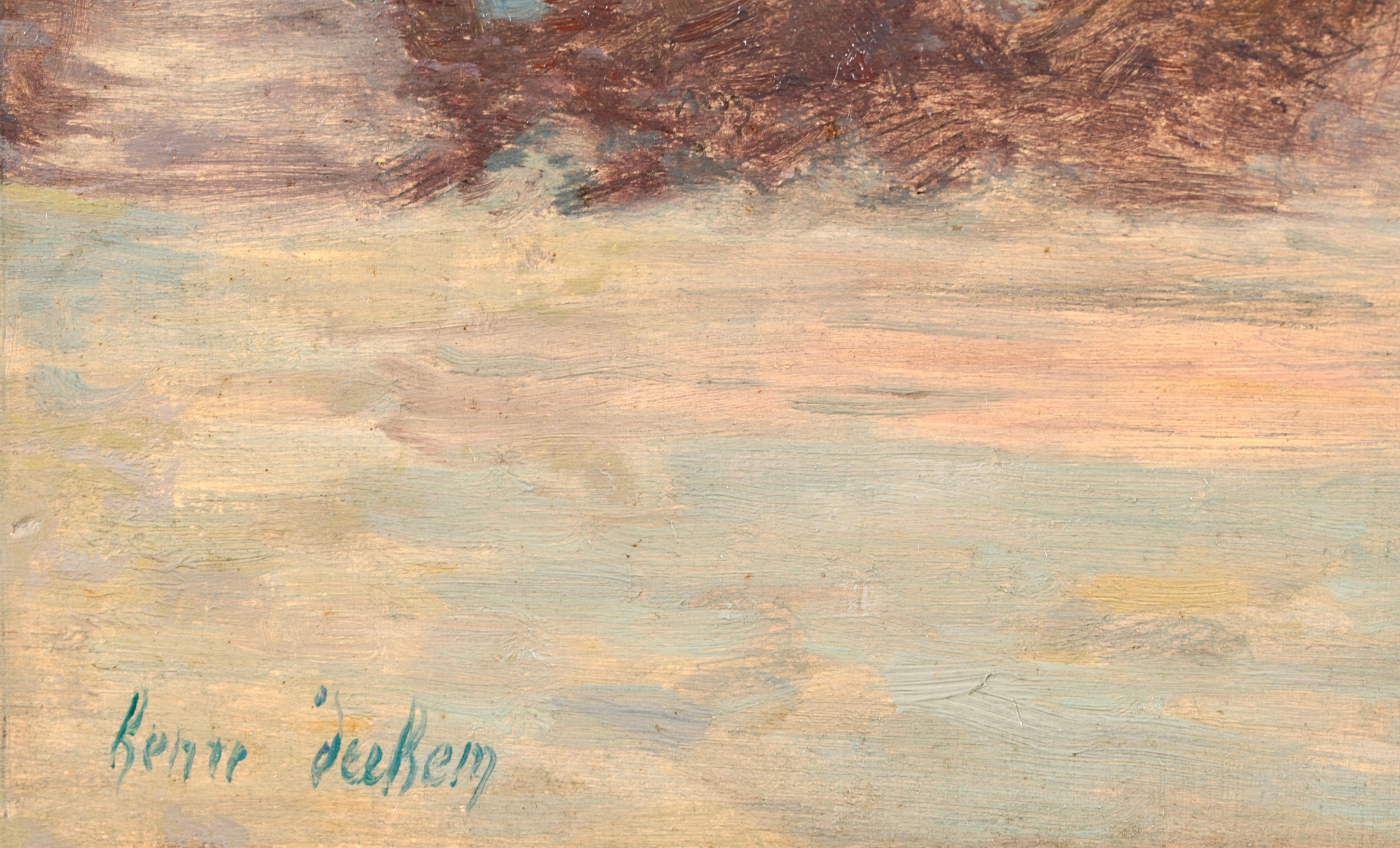 Impressionistisches lgemlde, Schneewittchen-Winterlandschaft von Henri Duhem, Fevrier 1907 im Angebot 1