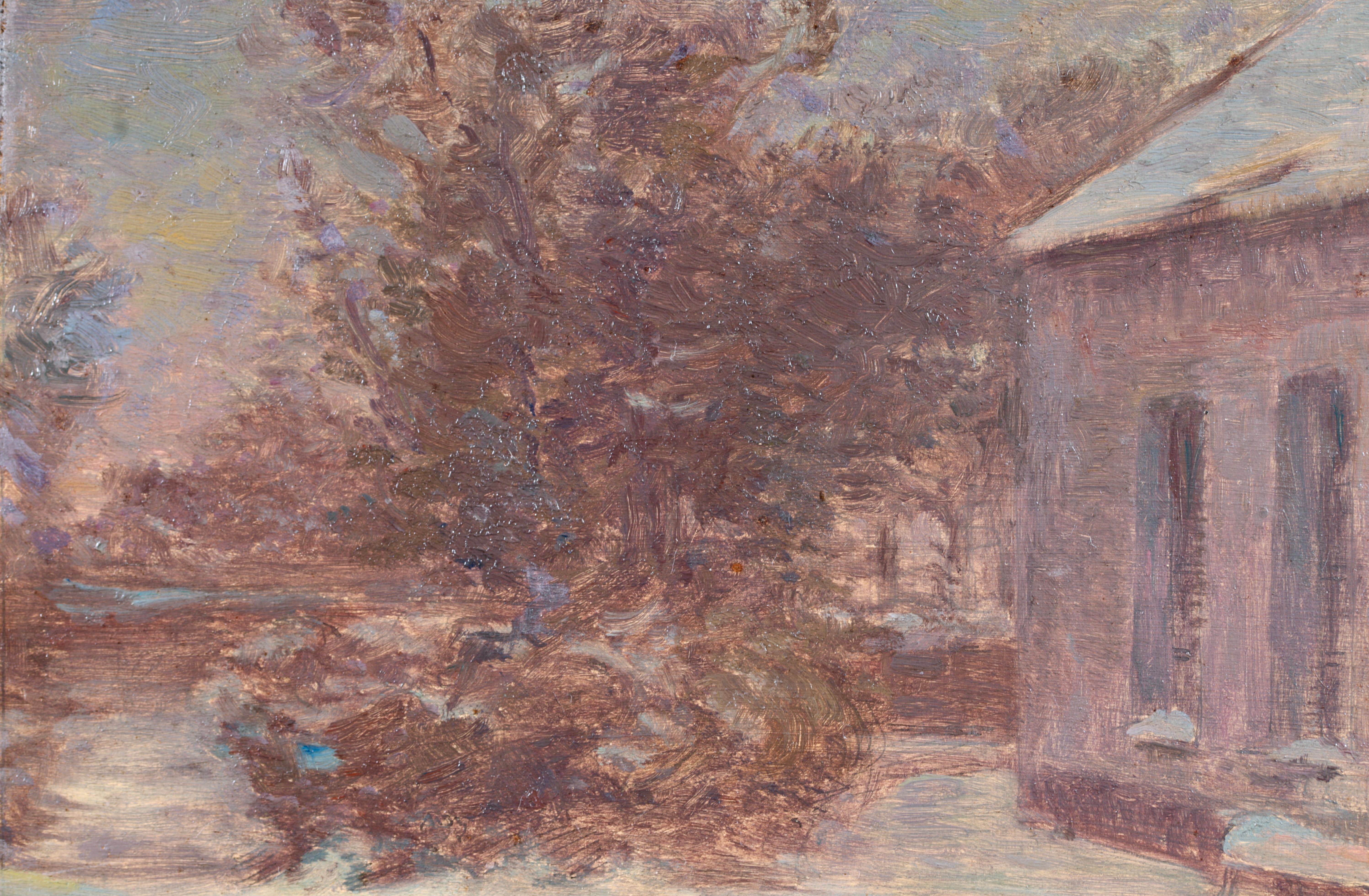 Fevrier 1907 - Olio impressionista, Paesaggio invernale innevato di Henri Duhem 5