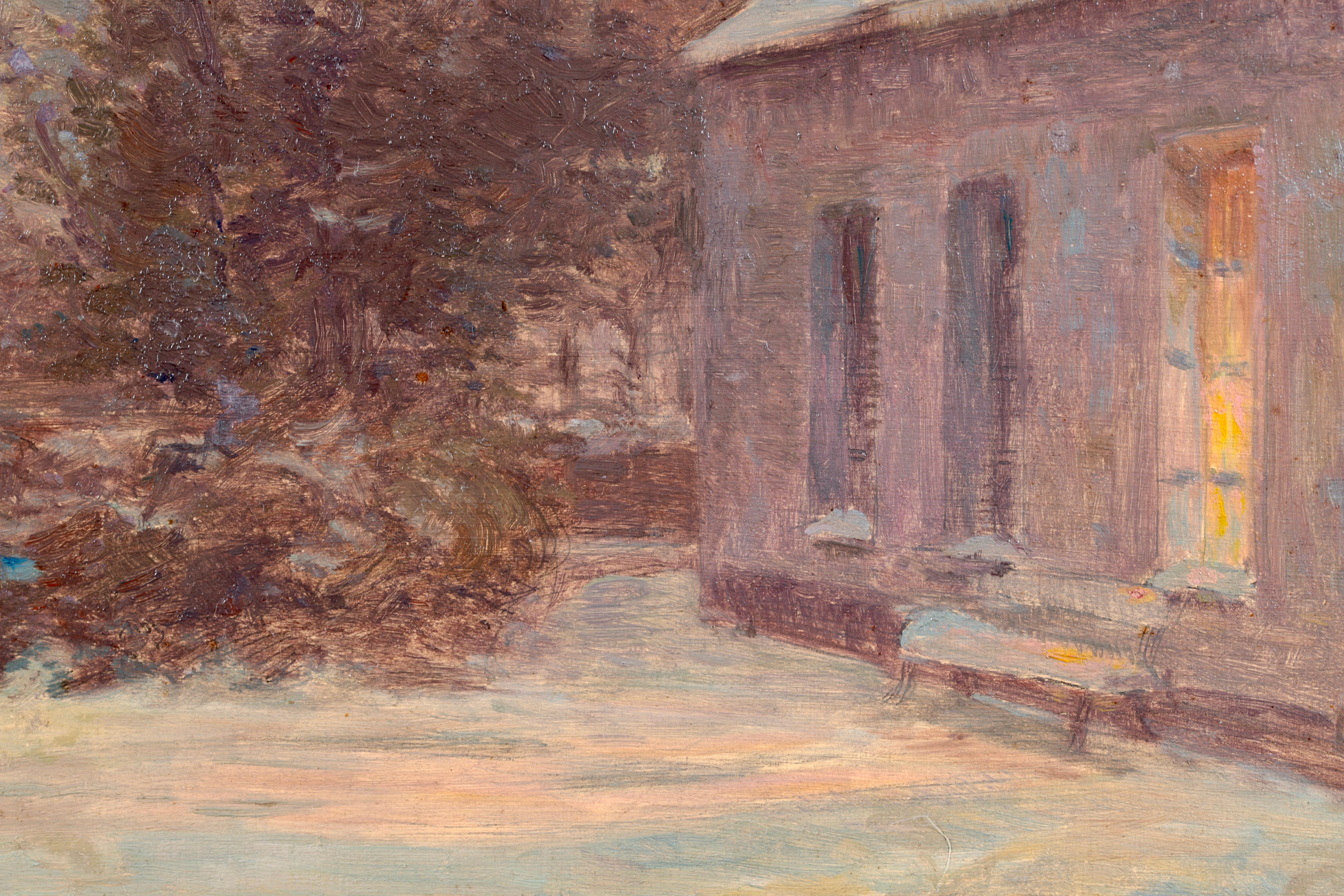 Impressionistisches lgemlde, Schneewittchen-Winterlandschaft von Henri Duhem, Fevrier 1907 im Angebot 6