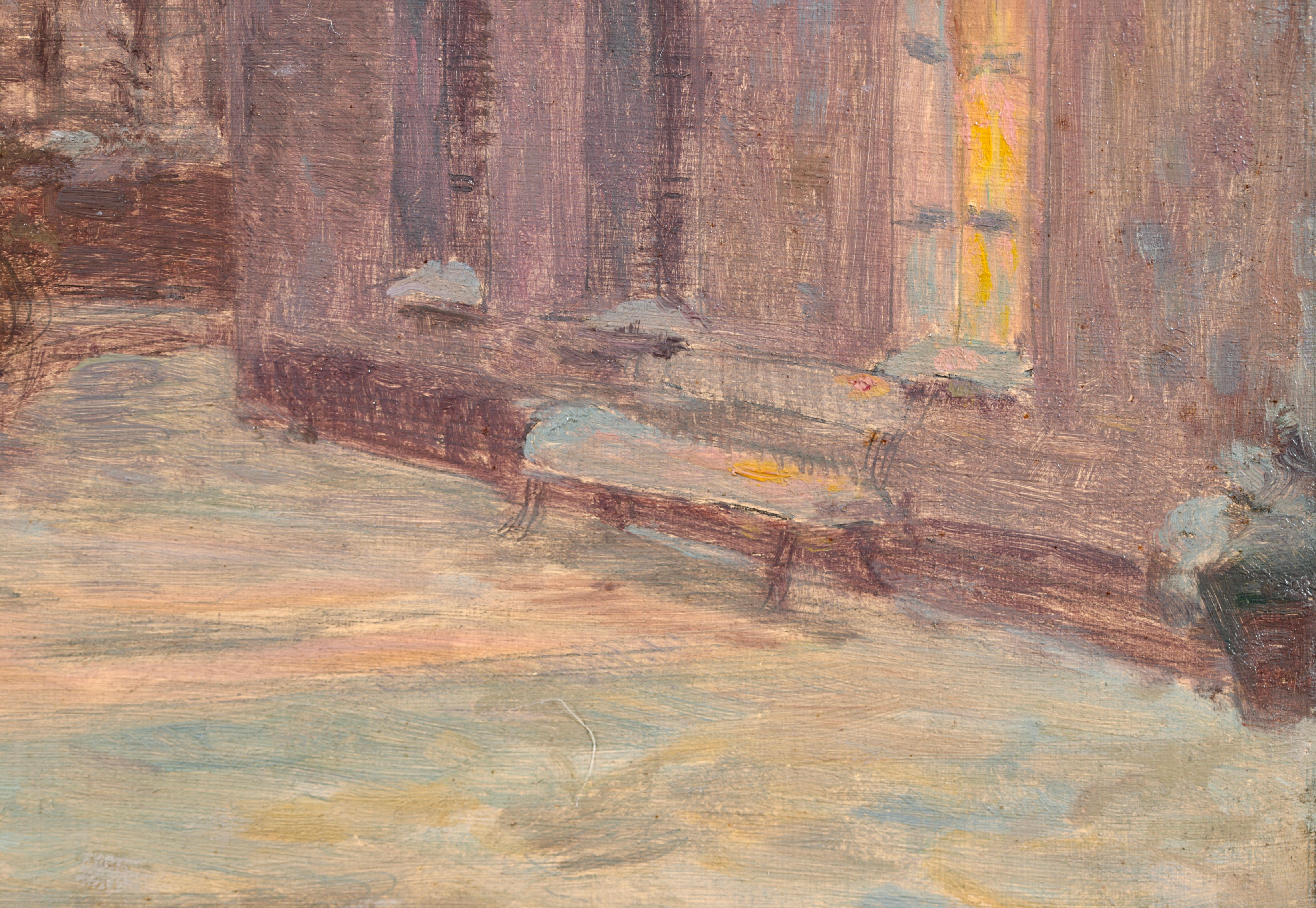 Impressionistisches lgemlde, Schneewittchen-Winterlandschaft von Henri Duhem, Fevrier 1907 im Angebot 7