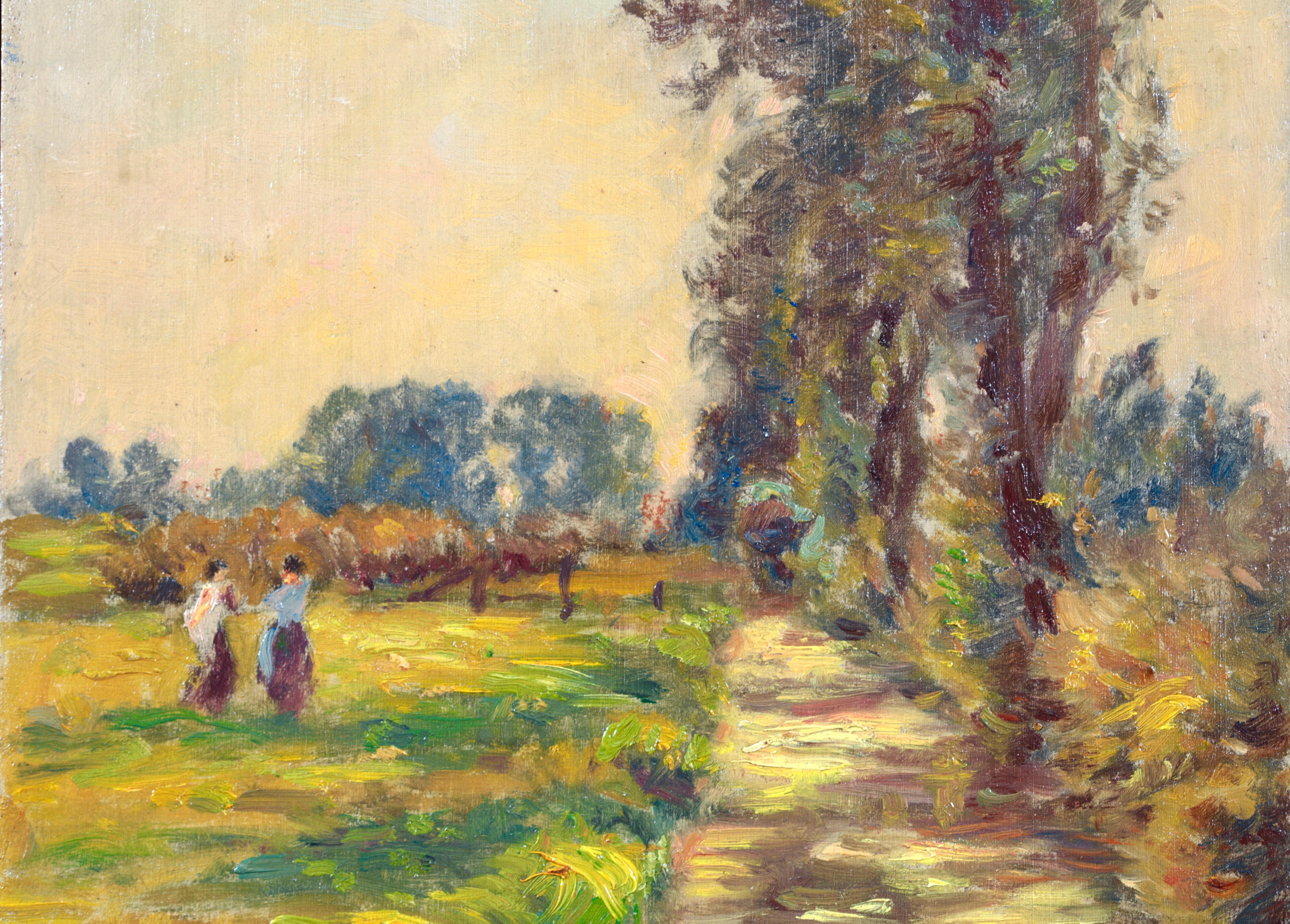 Figuren in einer Landschaft  Impressionistisches lgemlde, Figuren in Flusslandschaft von Henri Duhem im Angebot 5