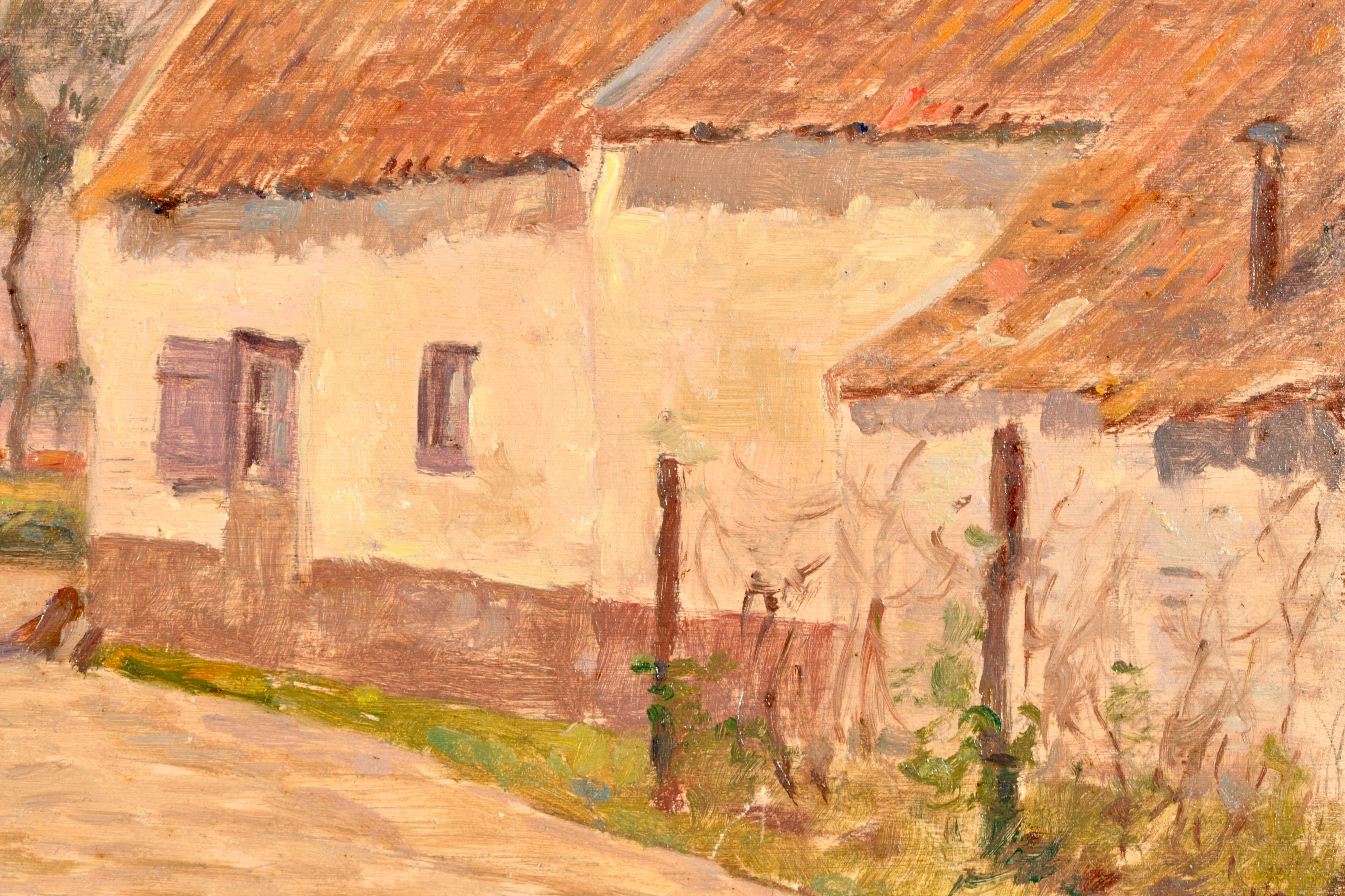 In the Village - Impressionist Oil, Figures in Landscape by Henri Duhem For Sale 8