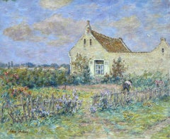 Antique La Maison Blanc - Douai - Henri Duhem 19th Century French Impressionist