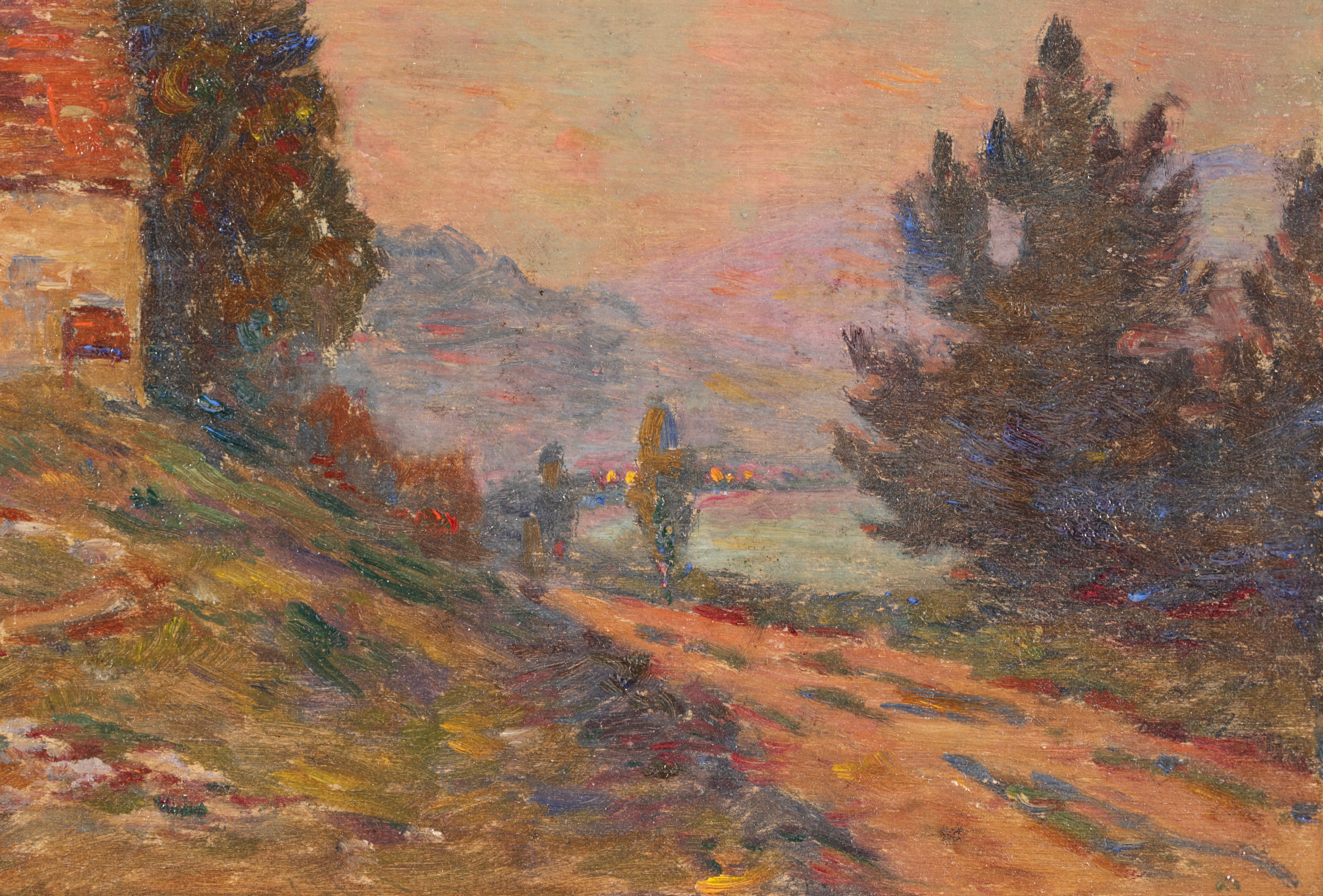 Lac De Geneve - French Impressionist Oil, Night Landscape by Henri Duhem 6