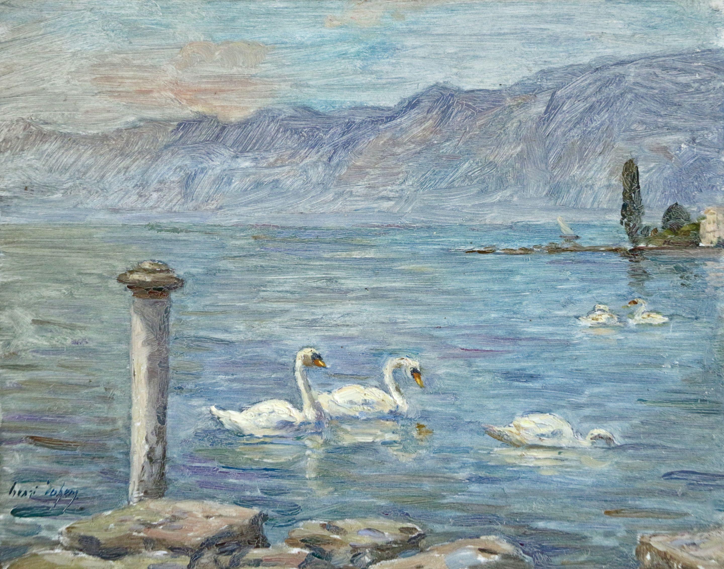 Henri Duhem Landscape Painting - Lac Montreux