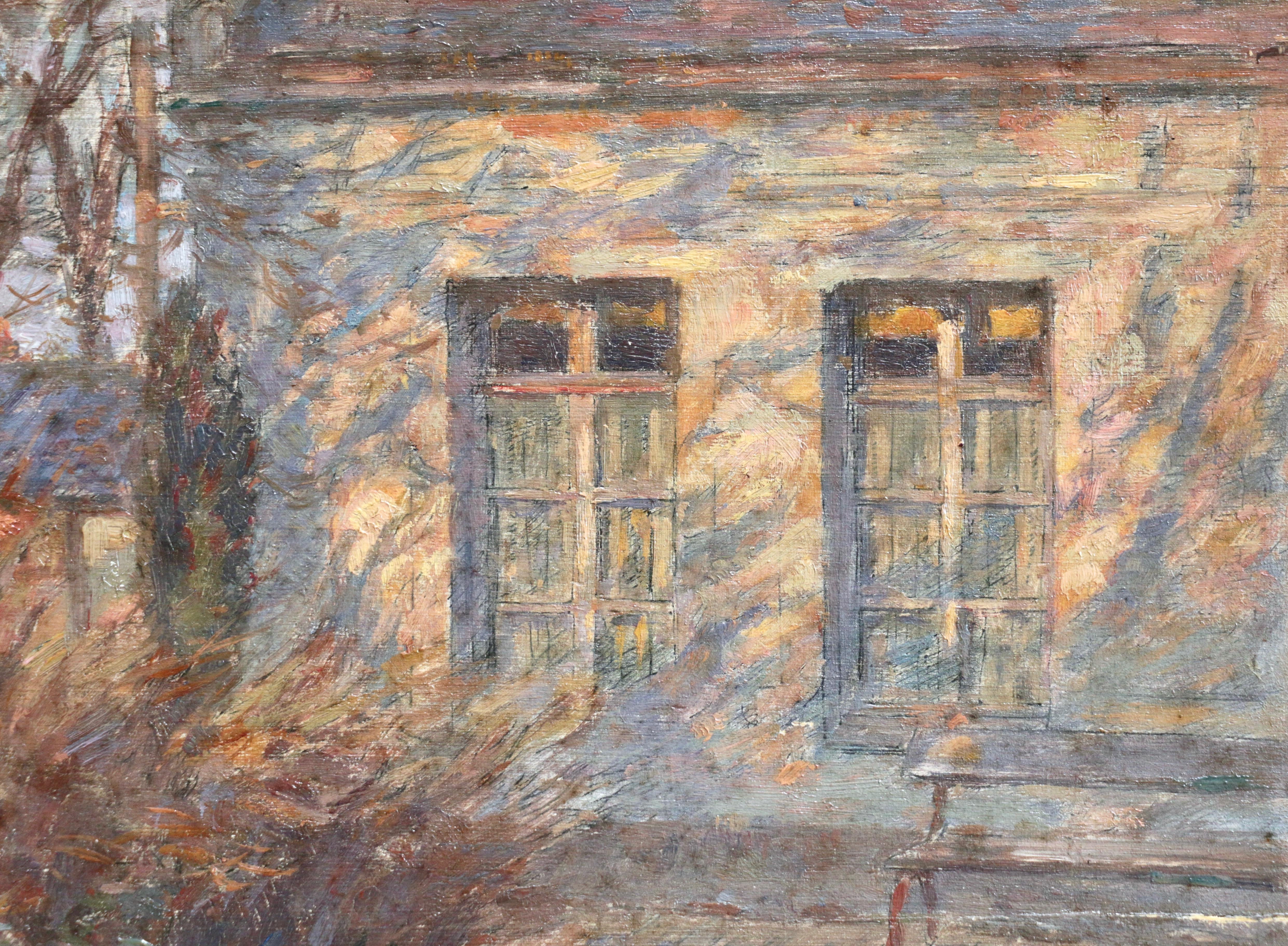 Last Light - French Impressionist Oil, Garden Landscape by Henri Duhem For Sale 1