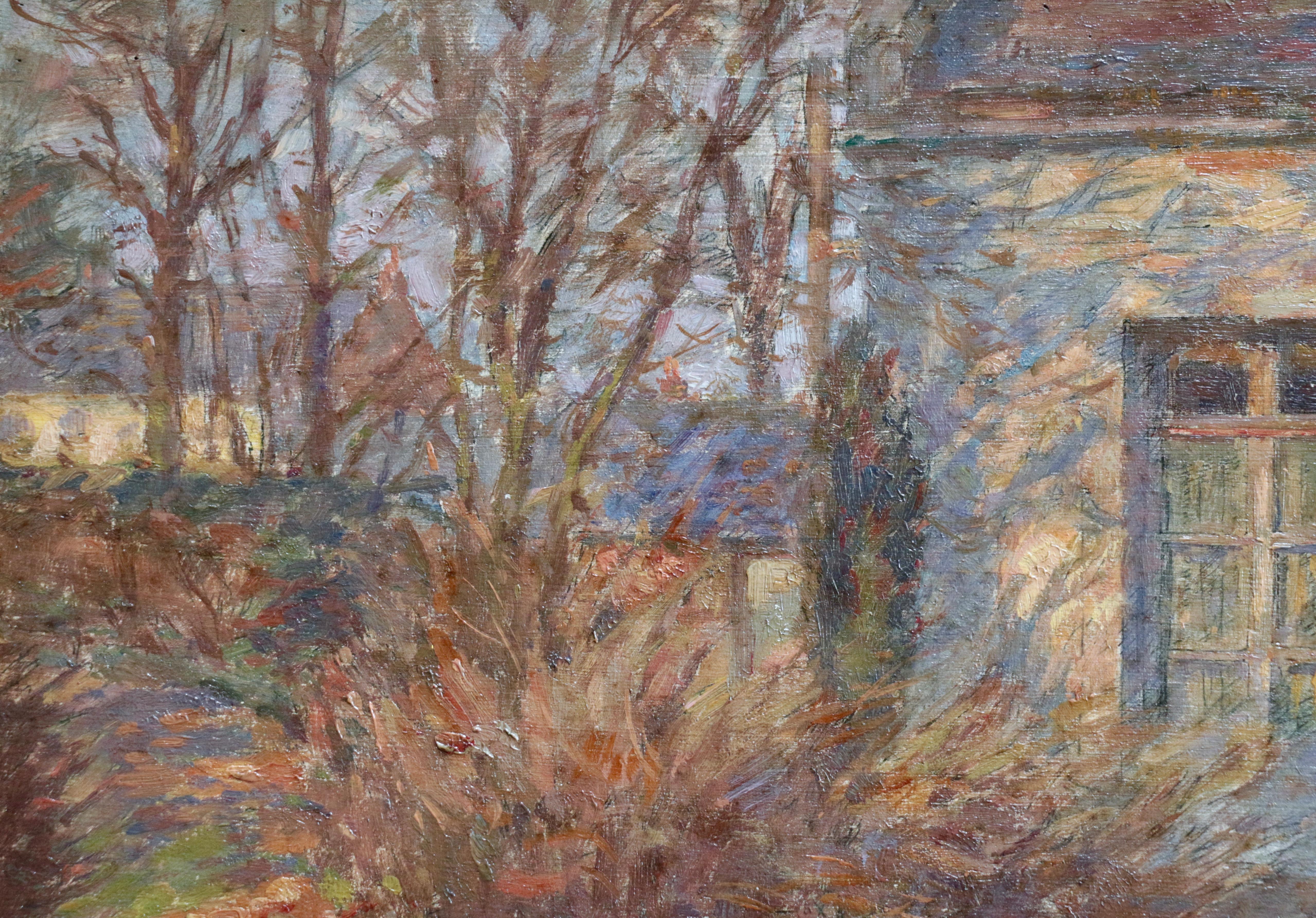 Last Light - French Impressionist Oil, Garden Landscape by Henri Duhem For Sale 2