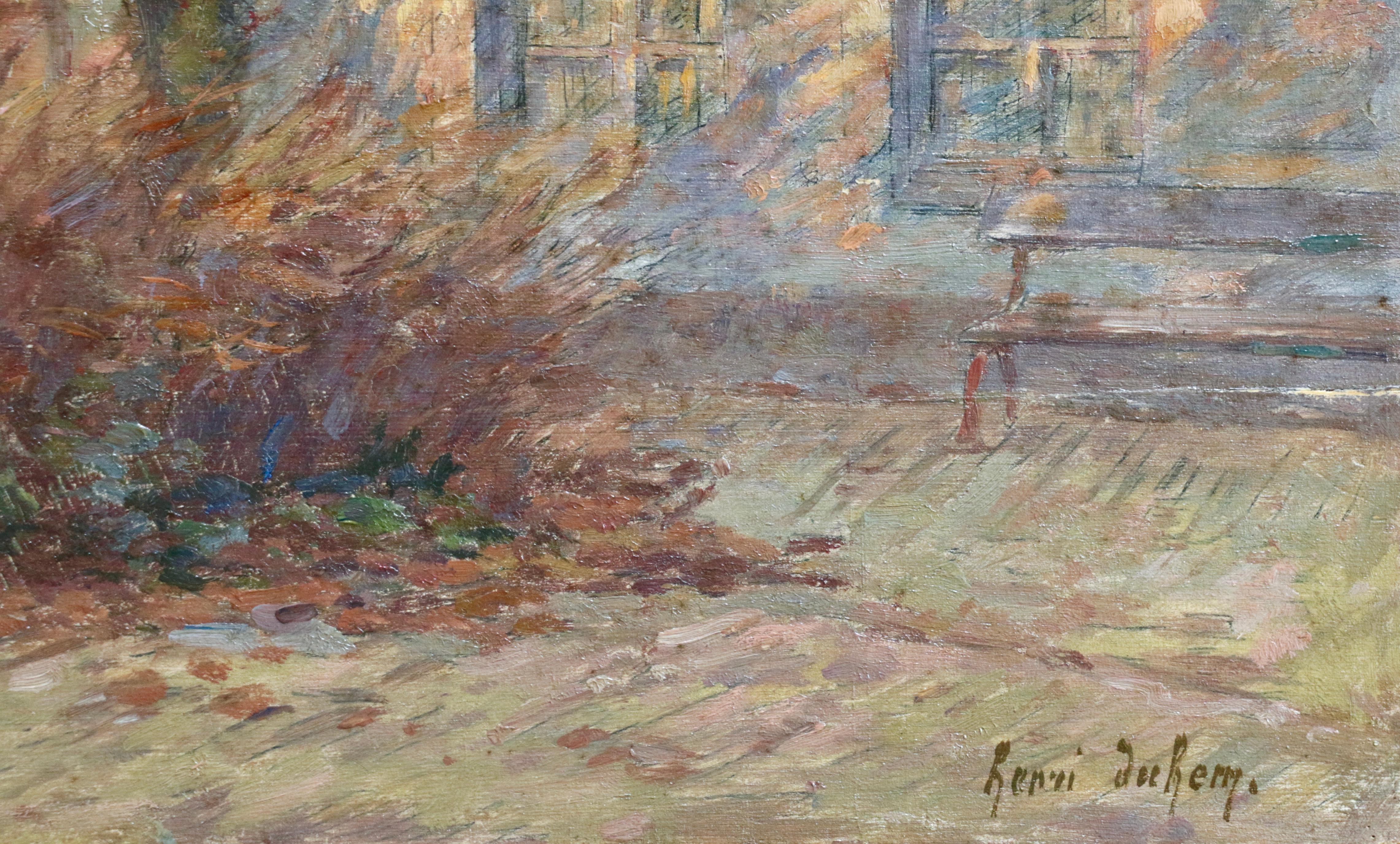Last Light - French Impressionist Oil, Garden Landscape by Henri Duhem For Sale 4
