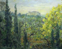 Le Provencal - Huile française du XIXe siècle, arbres dans un paysage d'été par Henri Duhem