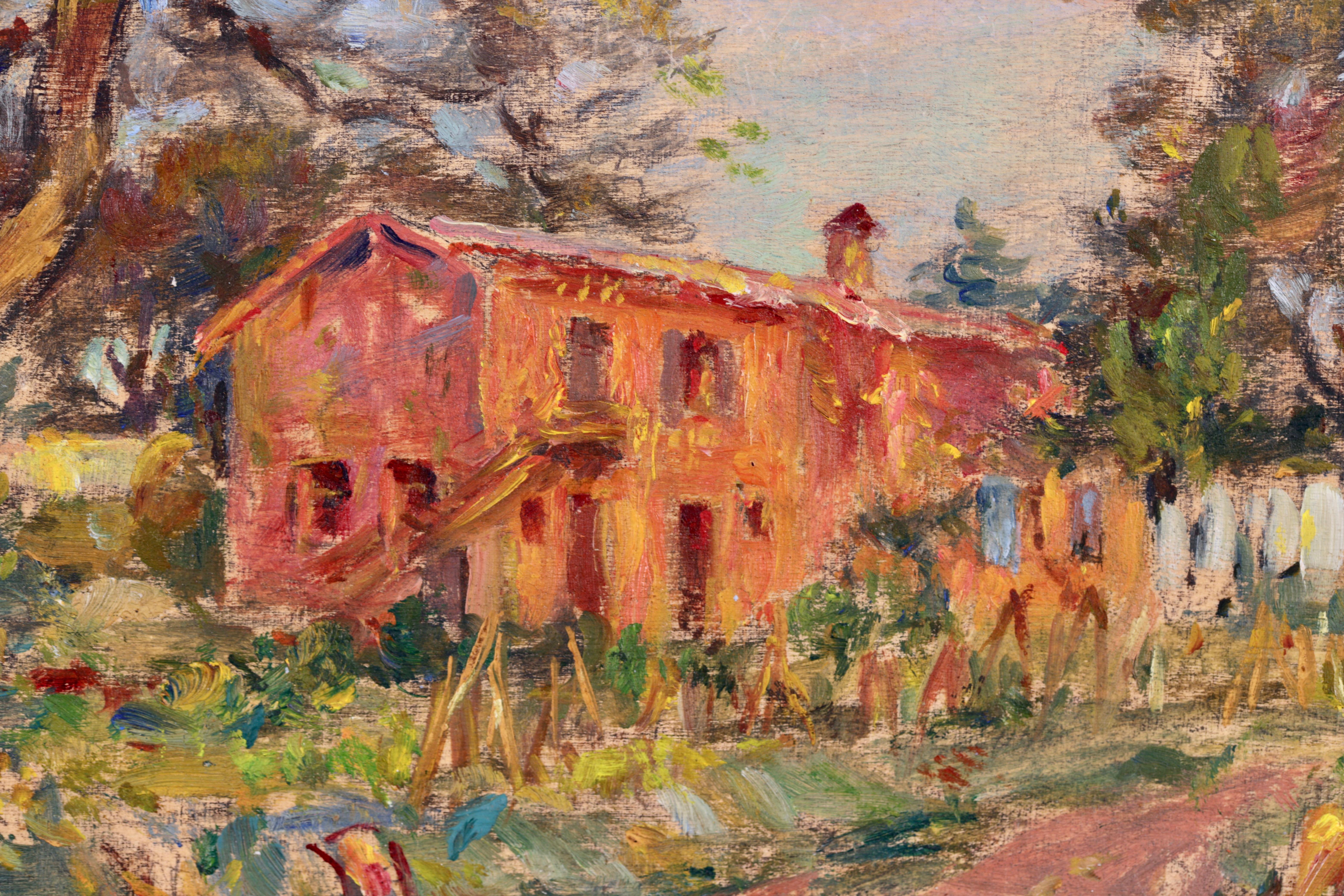 Maison dans le paysage - Óleo impresionista, Casa en el paisaje de Henri Duhem 2