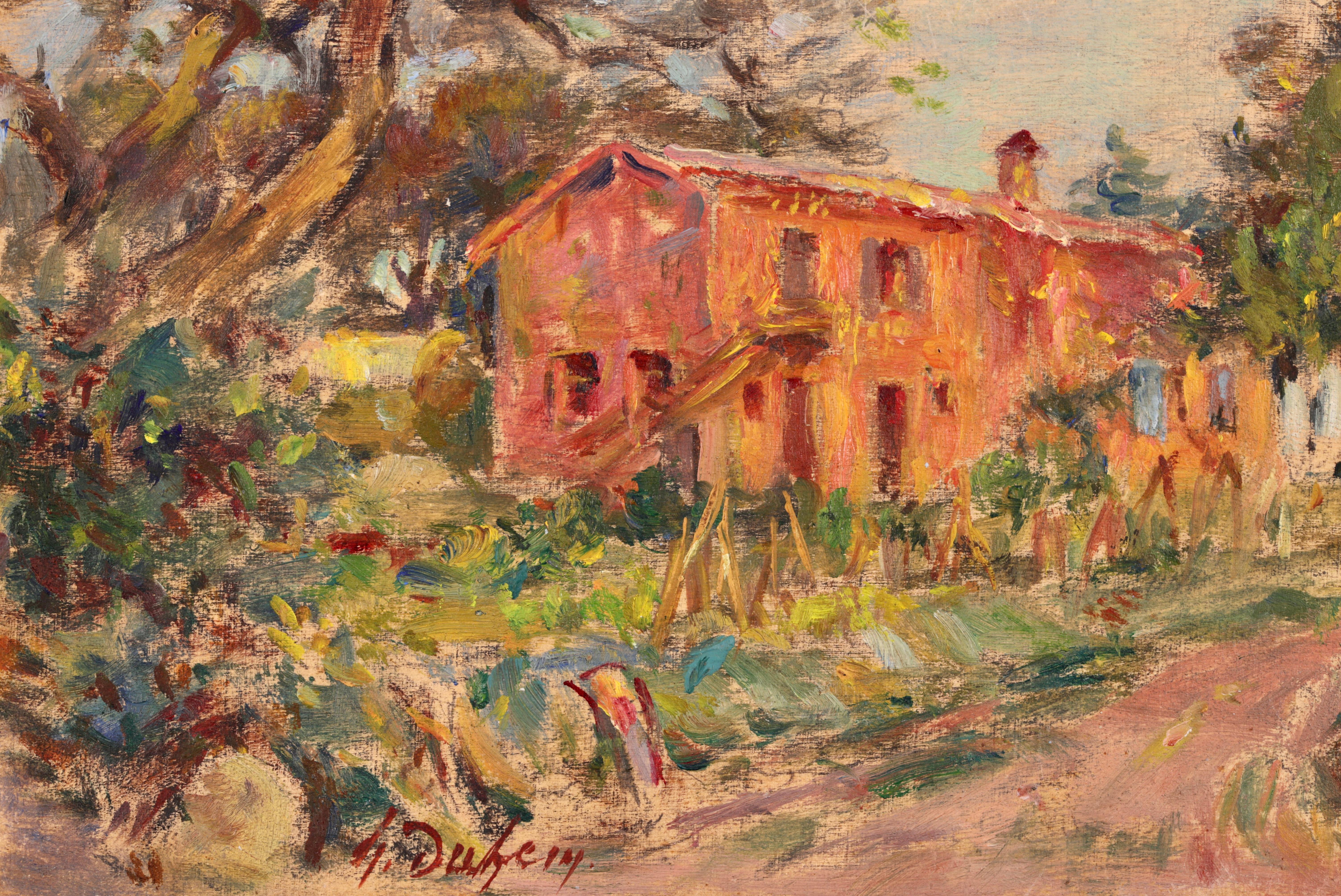 Maison dans le paysage - Impressionist Oil, House in Landscape by Henri Duhem For Sale 3