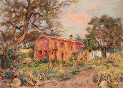 Maison dans le paysage - Impressionist Oil, House in Landscape by Henri Duhem