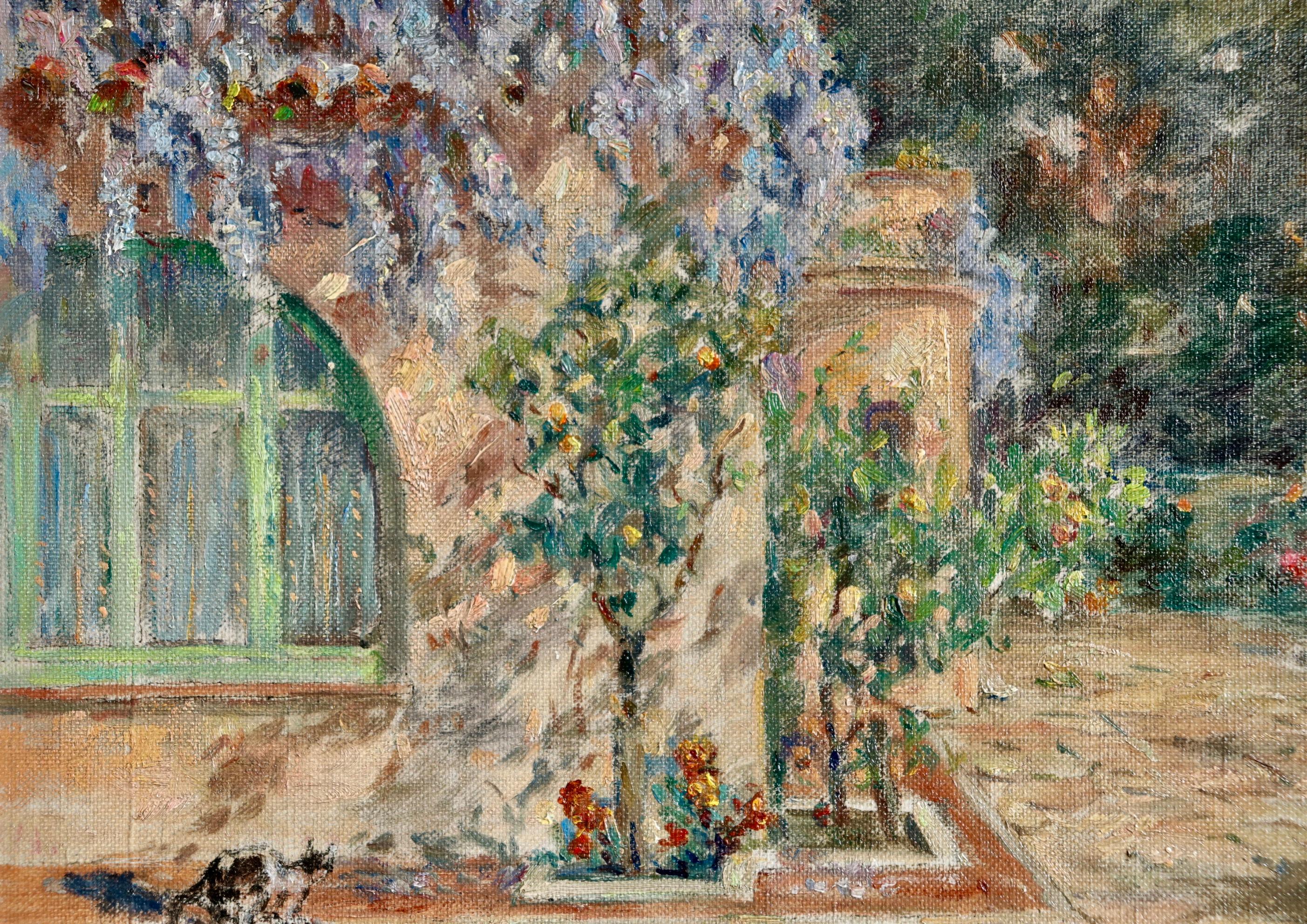Montriant - Les Glycines - Impressionist Oil, Garden Landscape by Henri Duhem For Sale 1