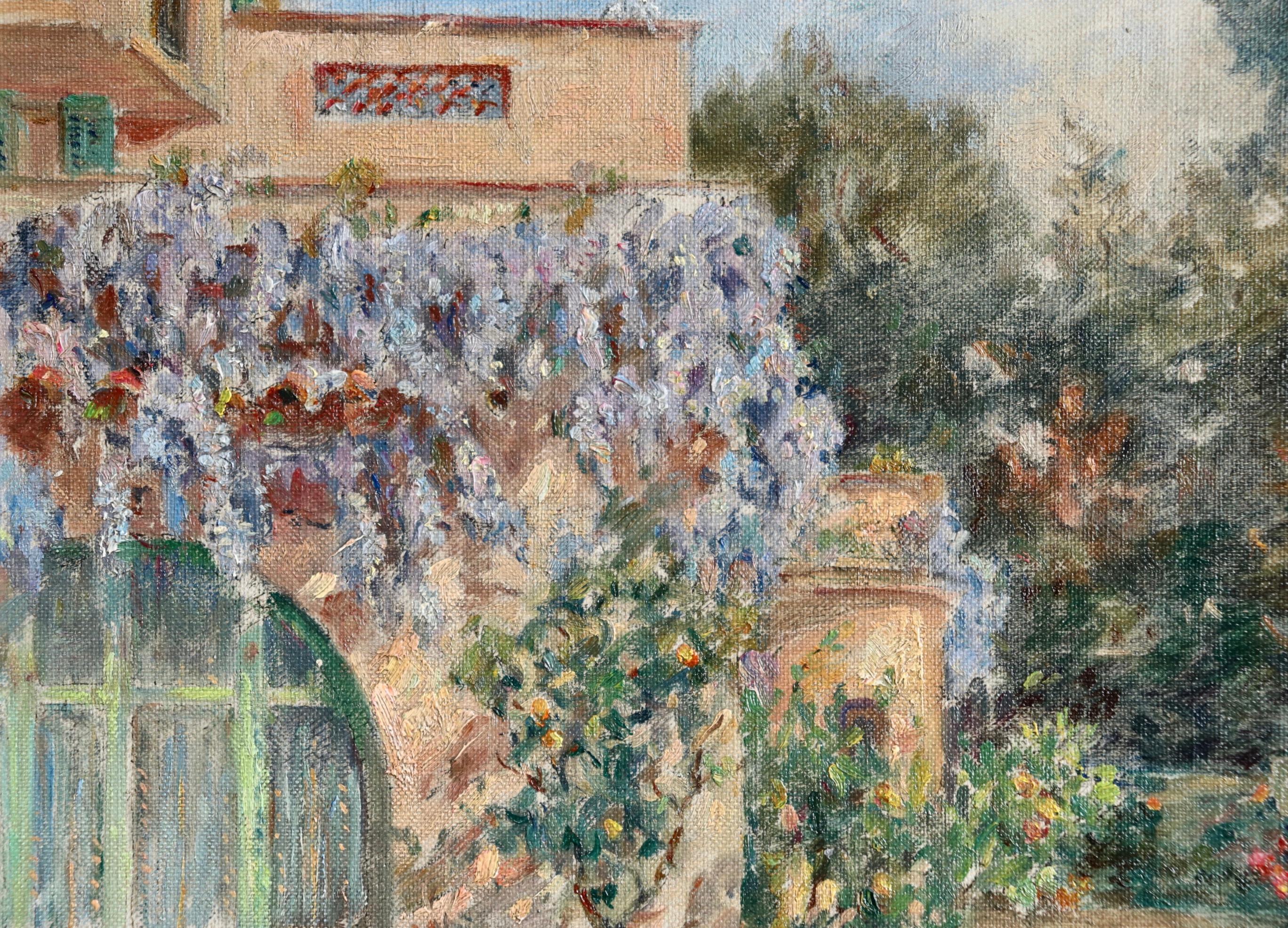 Montriant - Les Glycines - Impressionist Oil, Garden Landscape by Henri Duhem For Sale 2