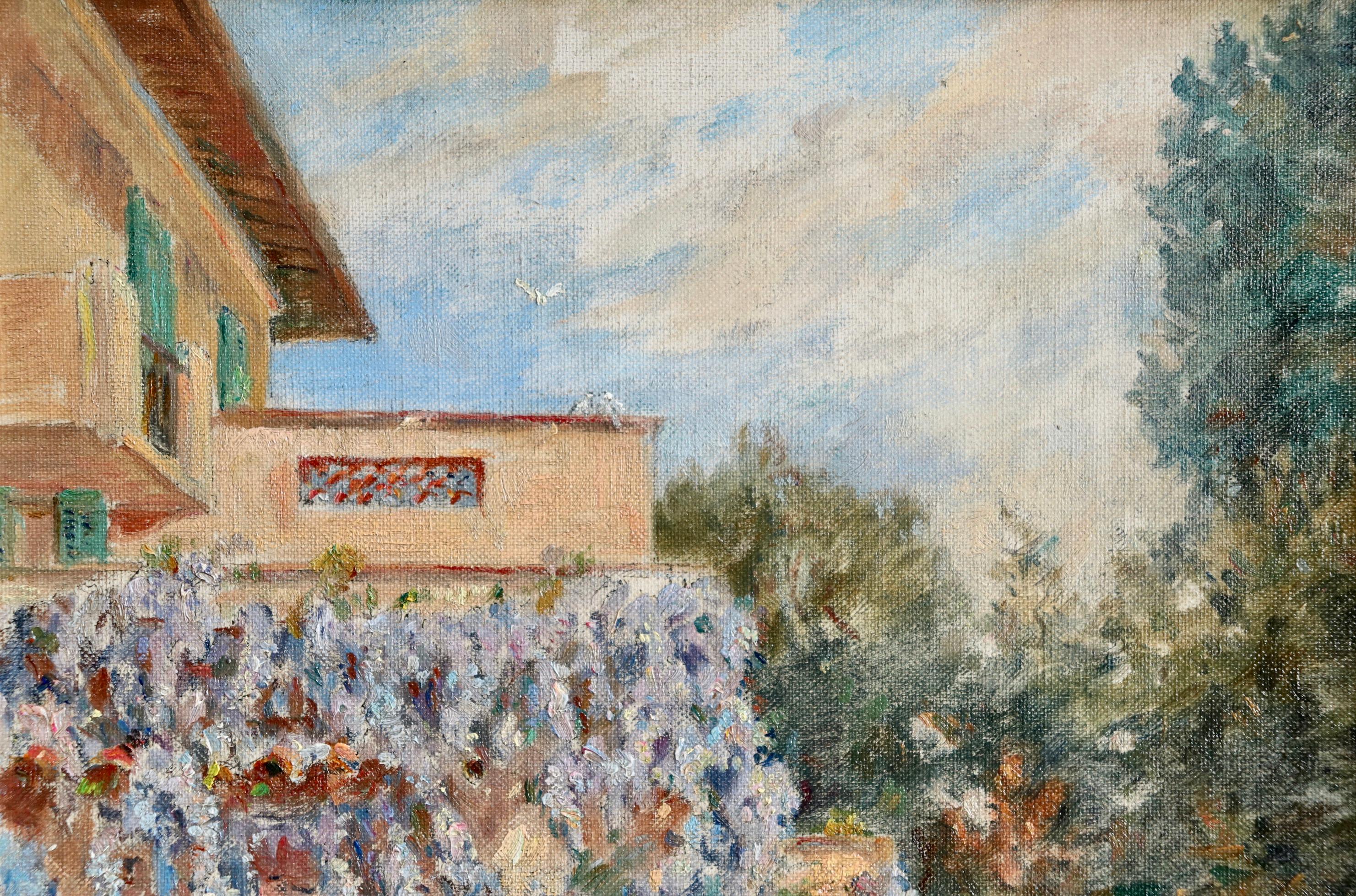 Montriant - Les Glycines - Impressionist Oil, Garden Landscape by Henri Duhem For Sale 3