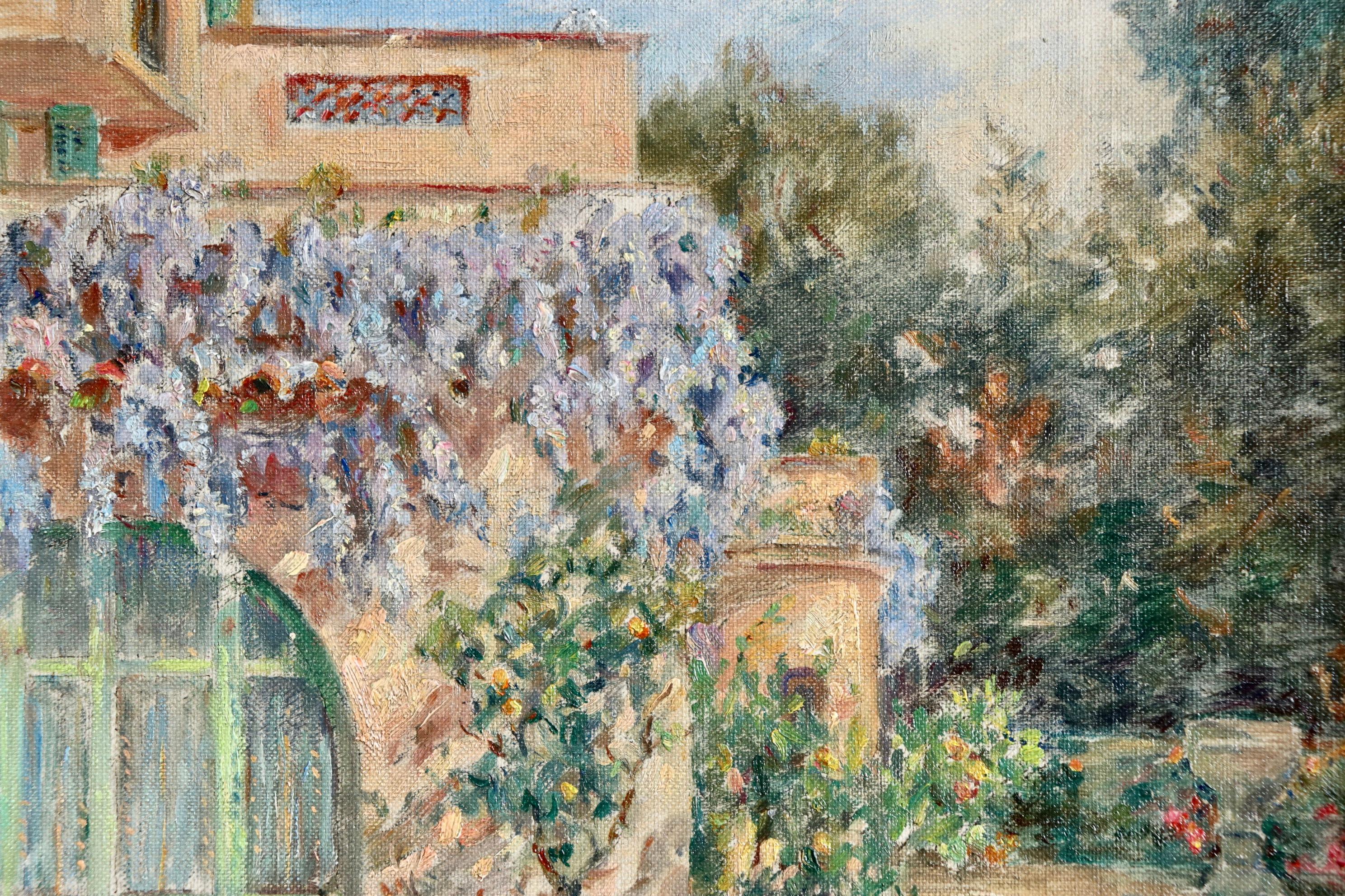 Montriant - Les Glycines - Impressionist Oil, Garden Landscape by Henri Duhem For Sale 4