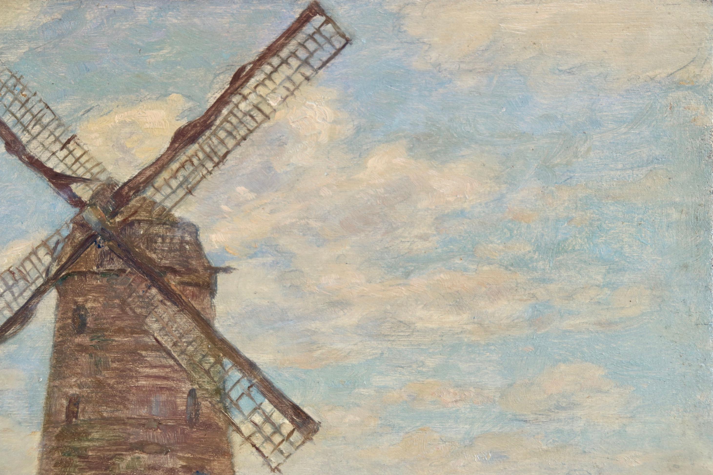 Moulin - French Impressionist Oil, Windmill in Landscape by Henri Duhem 2