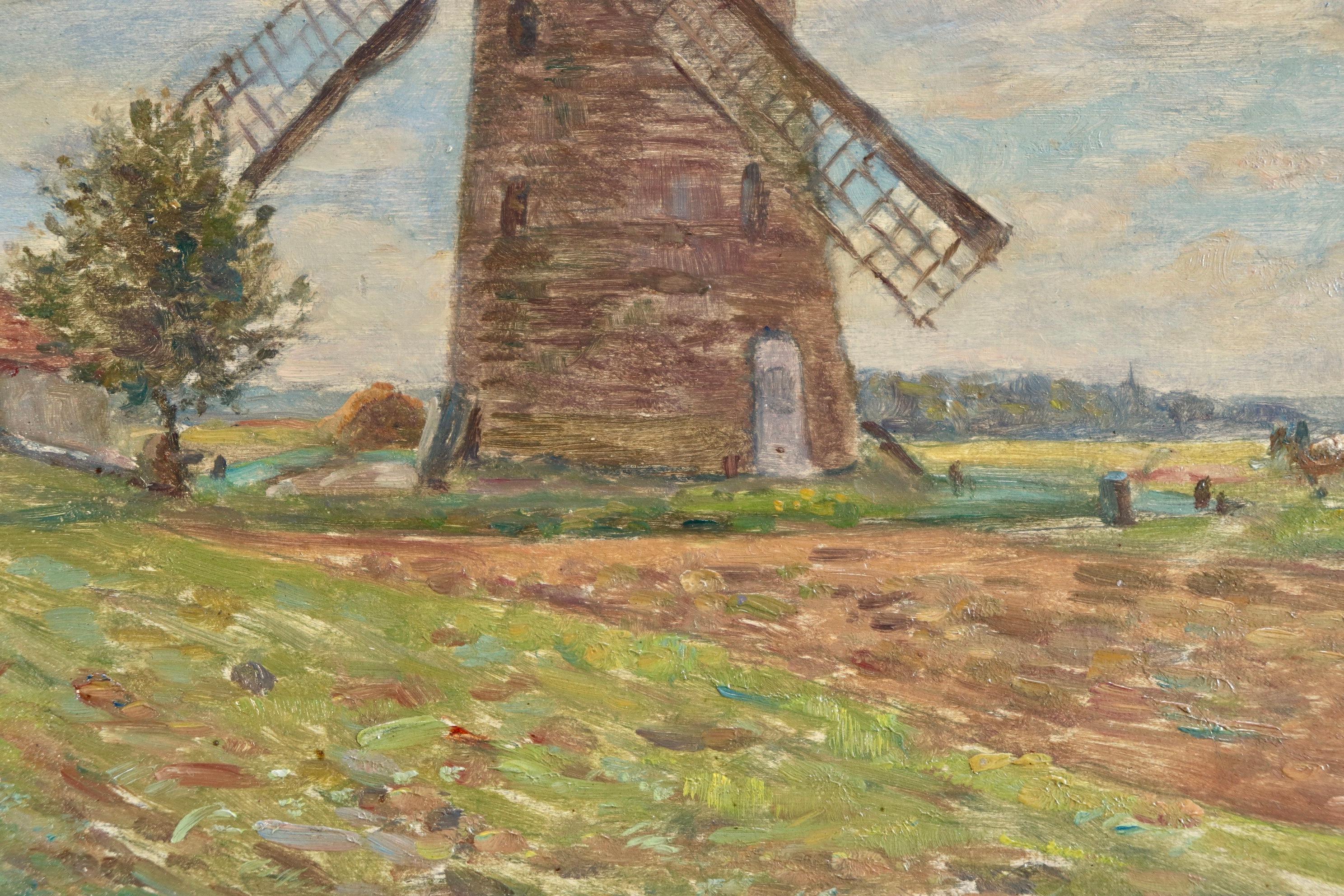 Moulin - French Impressionist Oil, Windmill in Landscape by Henri Duhem 4