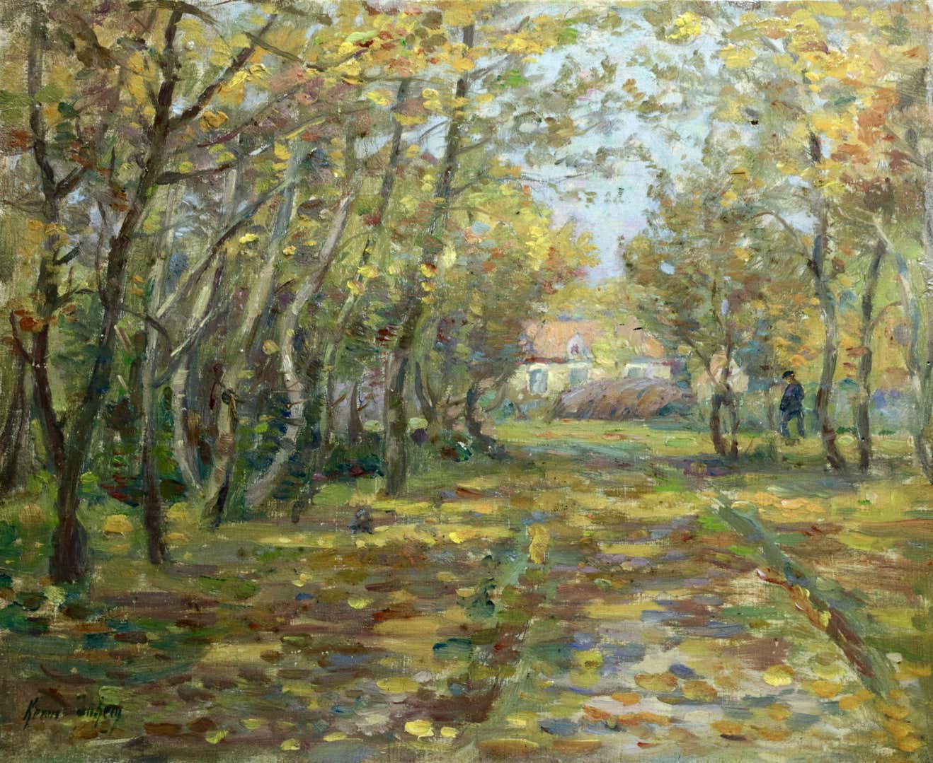 Henri Duhem October 1912 19th Century French Oil, Trees in Autumn