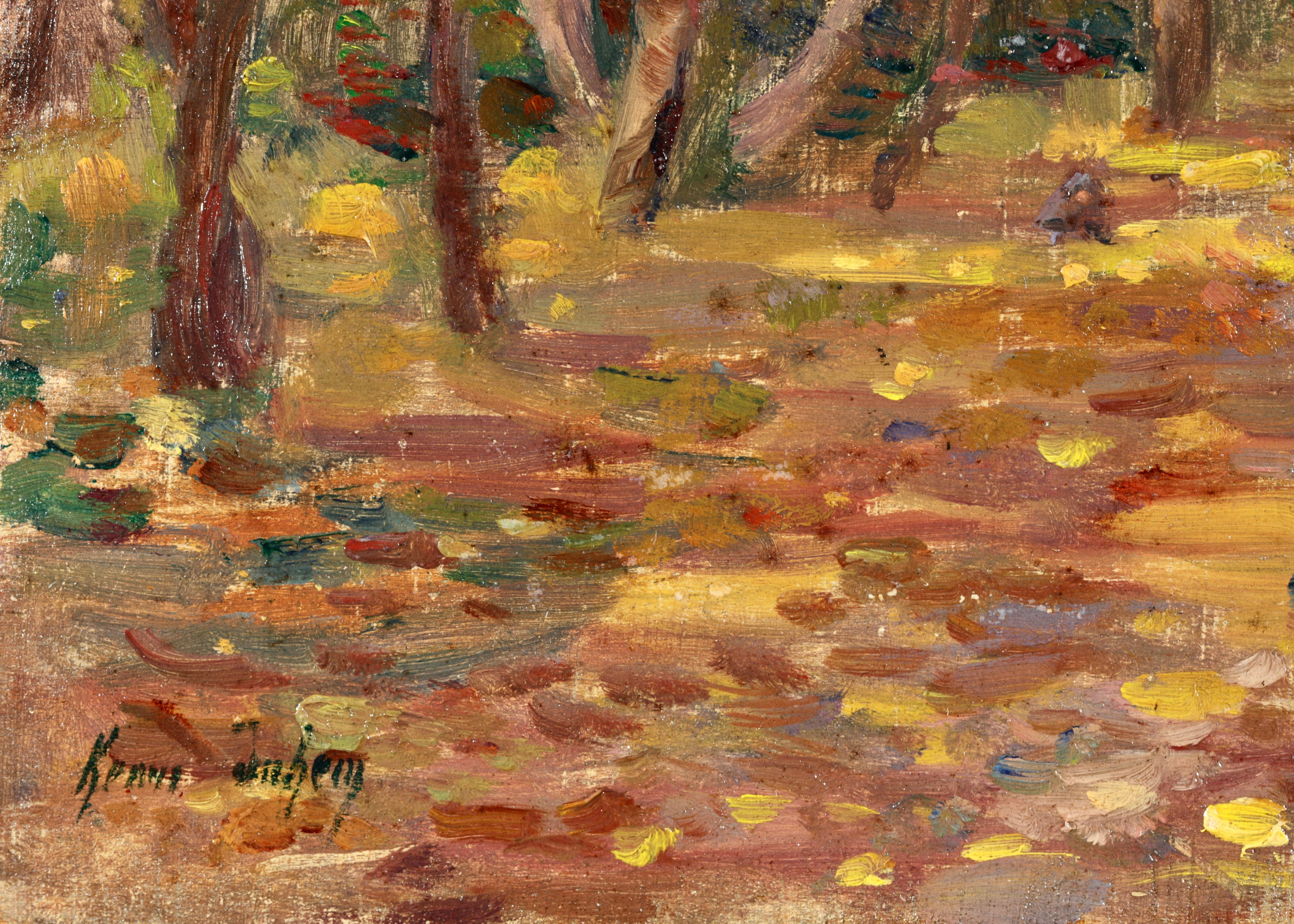 October 1912 - Impressionist Oil, Trees in Autumn Landscape by Henri Duhem 1