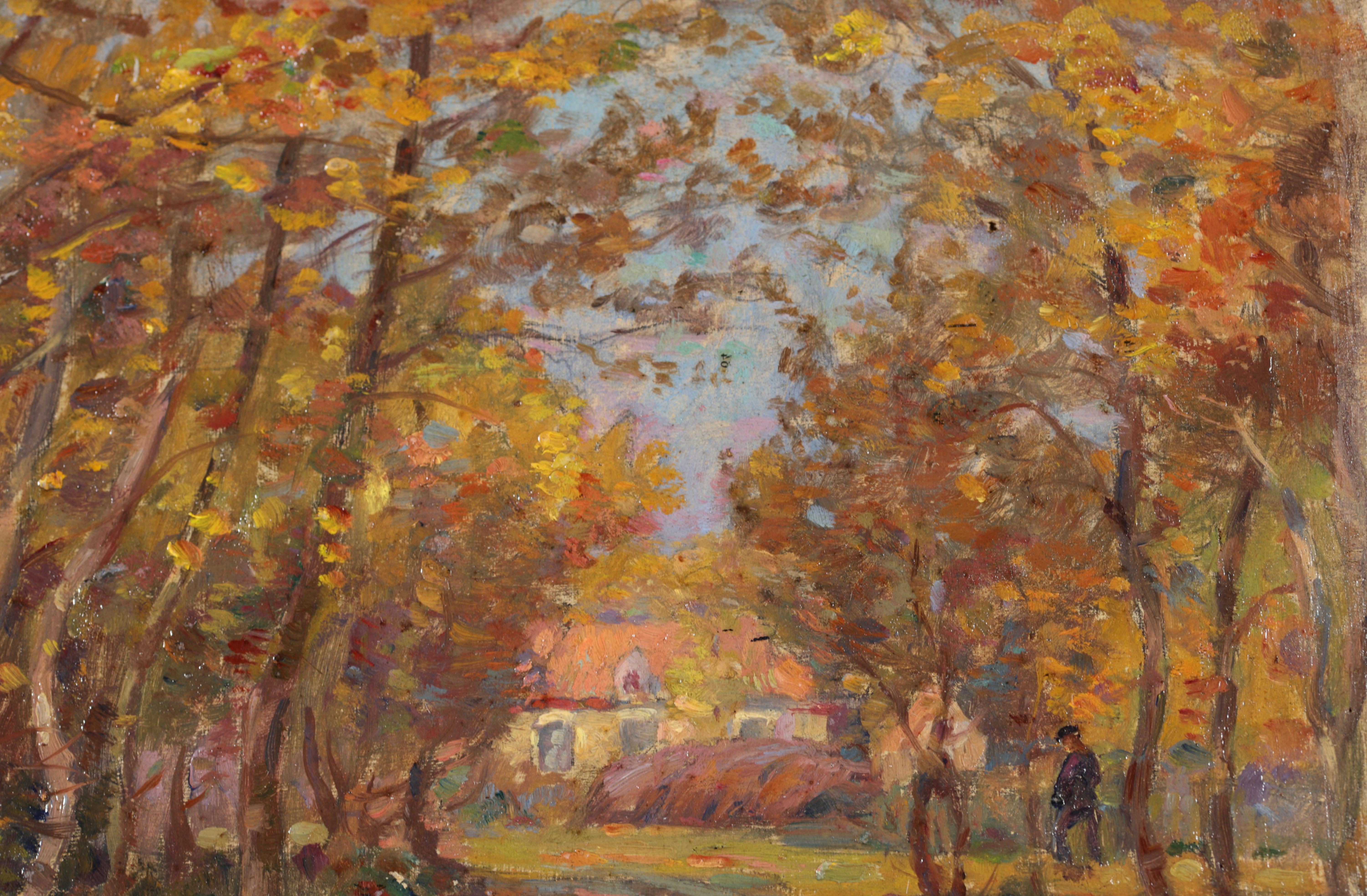 October 1912 - Impressionist Oil, Trees in Autumn Landscape by Henri Duhem 3