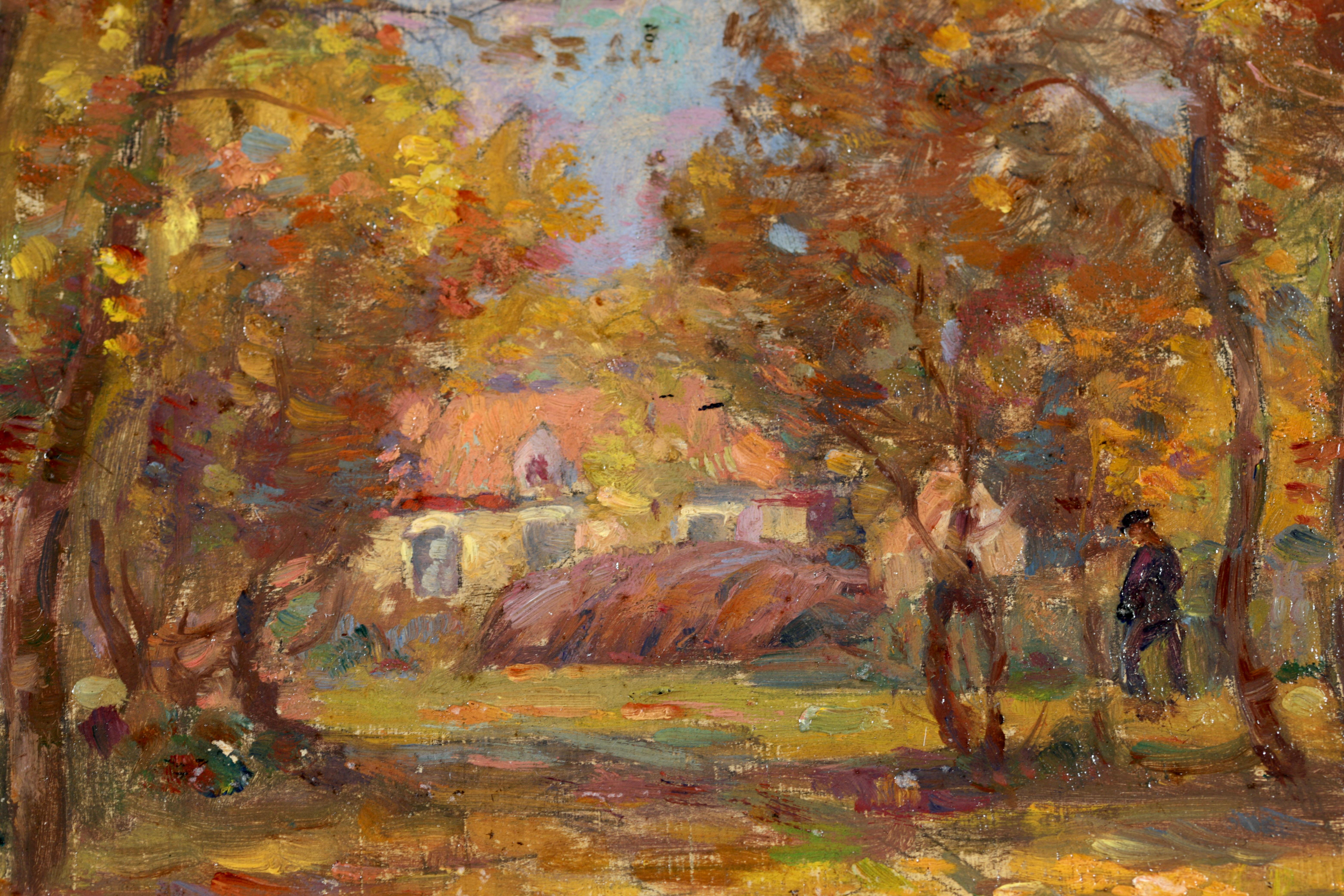 October 1912 - Impressionist Oil, Trees in Autumn Landscape by Henri Duhem 4