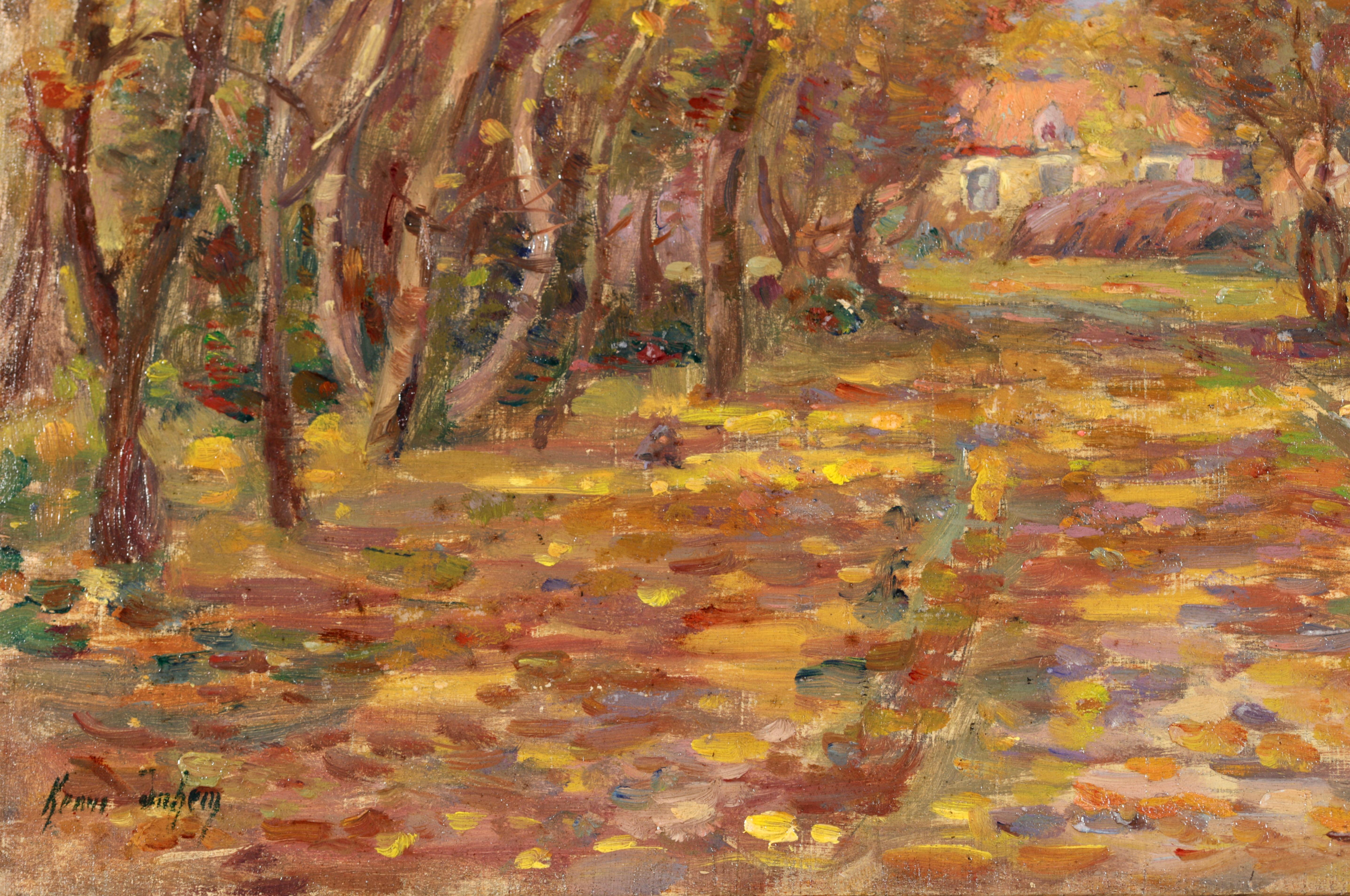 October 1912 - Impressionist Oil, Trees in Autumn Landscape by Henri Duhem 5