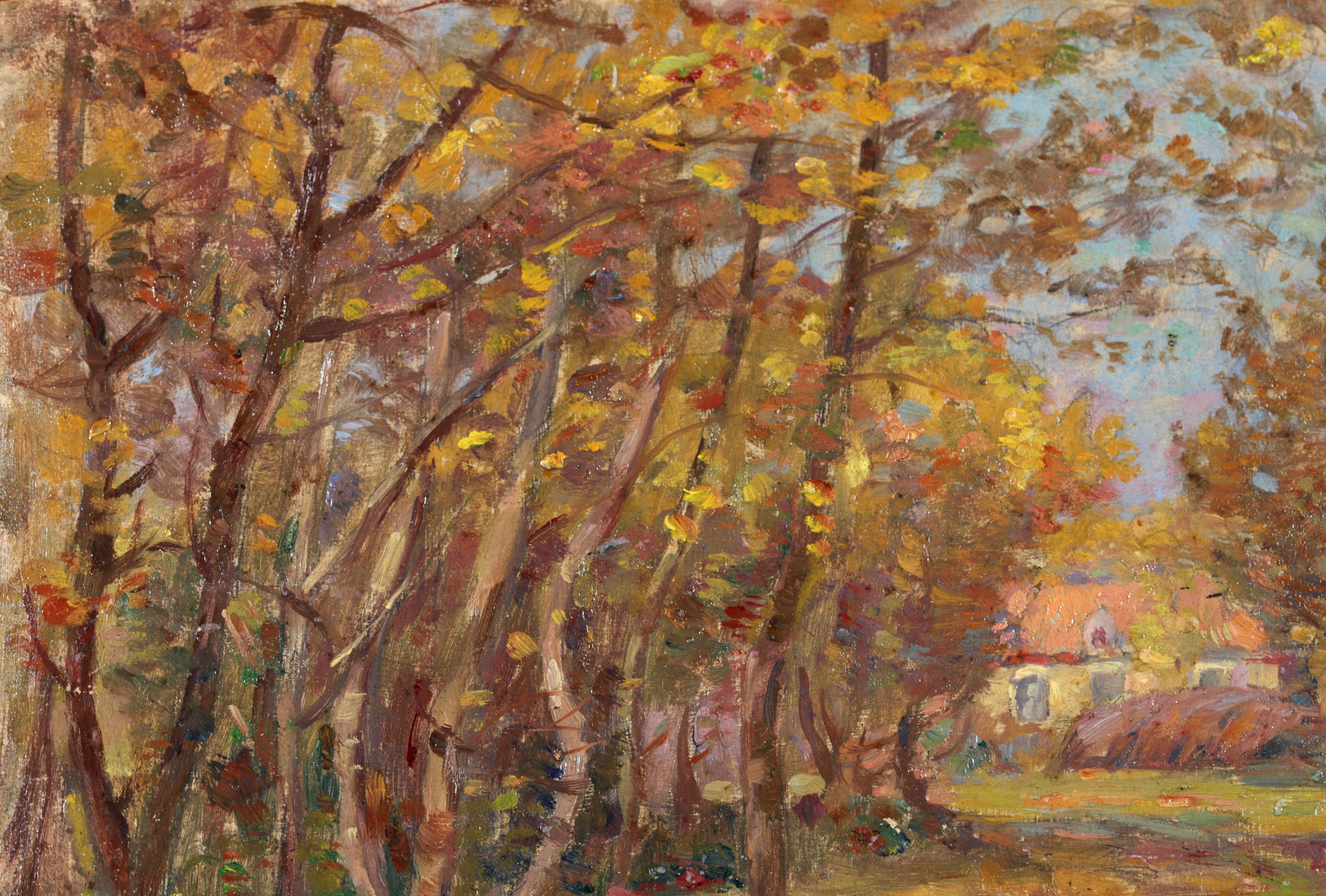 October 1912 - Impressionist Oil, Trees in Autumn Landscape by Henri Duhem 6
