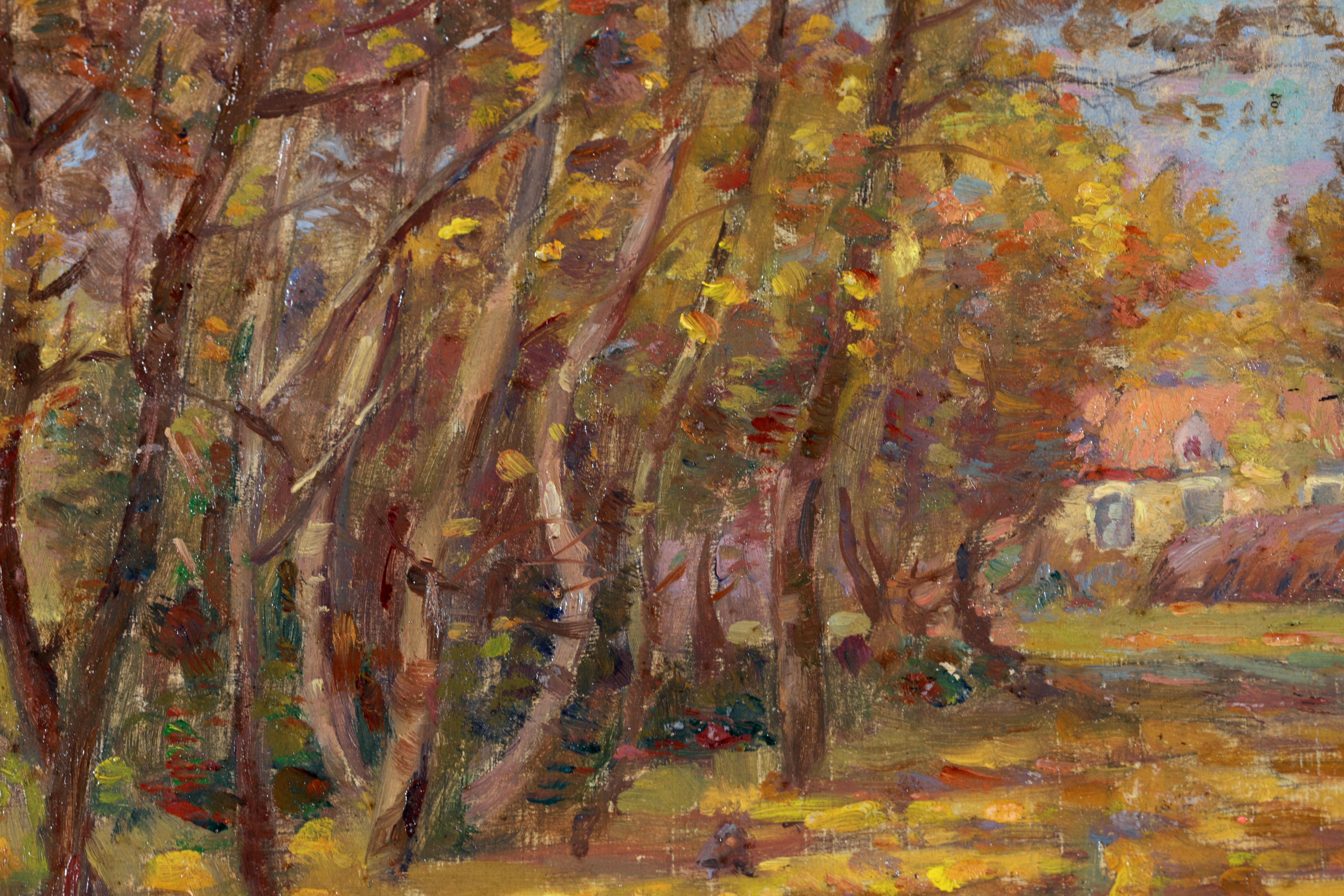 October 1912 - Impressionist Oil, Trees in Autumn Landscape by Henri Duhem 8