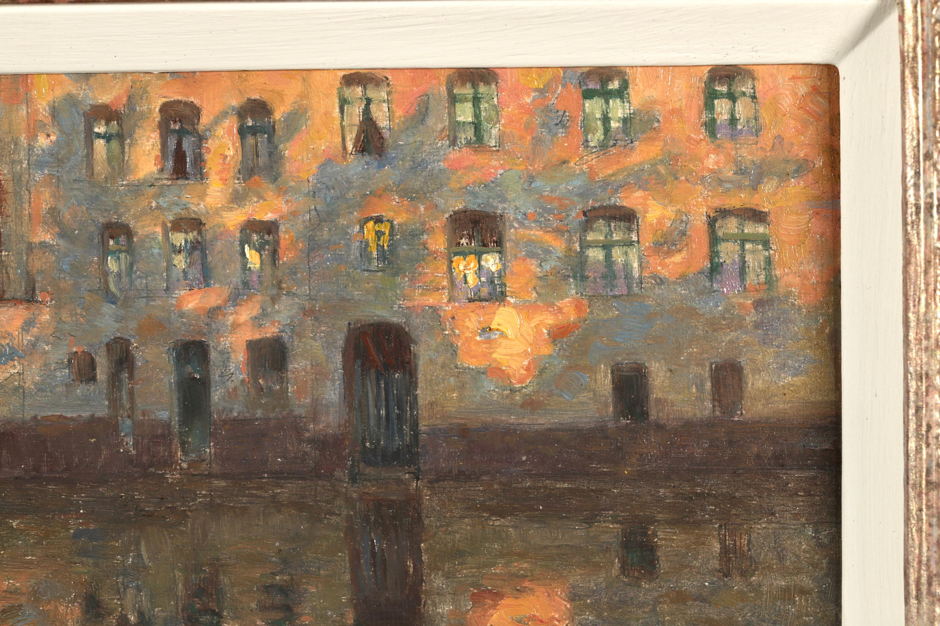 Riflessioni - Douai - Paesaggio impressionista dipinto a olio da Henri Duhem 2