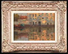 Reflections - Douai - Impressionist Landscape Oil Painting by Henri Duhem