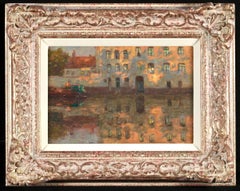 Reflektionen – Douai – Impressionistische Landschaft, Ölgemälde von Henri Duhem