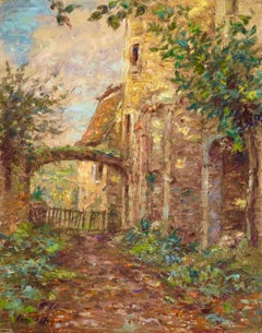 Saint-Jean-Lespinasse - 19th Century Oil, French Village Landscape by H Duhem