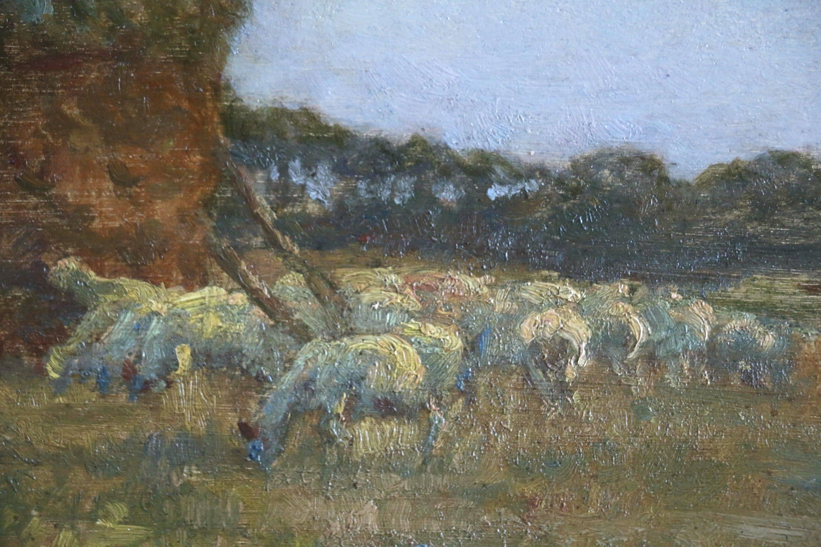 Shepherd at Moonrise - Impressionist Painting by Henri Duhem