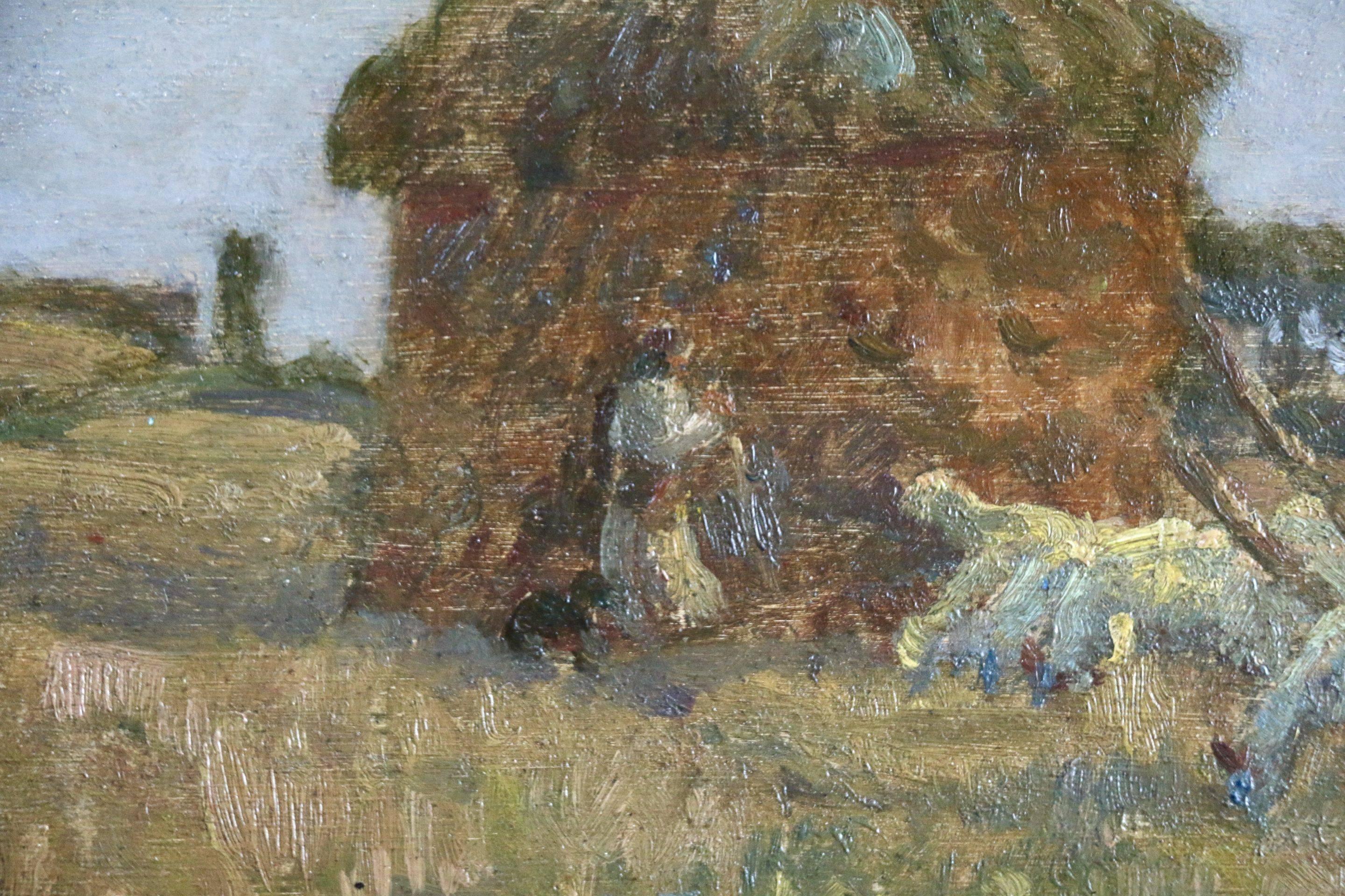 Shepherd at Moonrise - Gray Landscape Painting by Henri Duhem