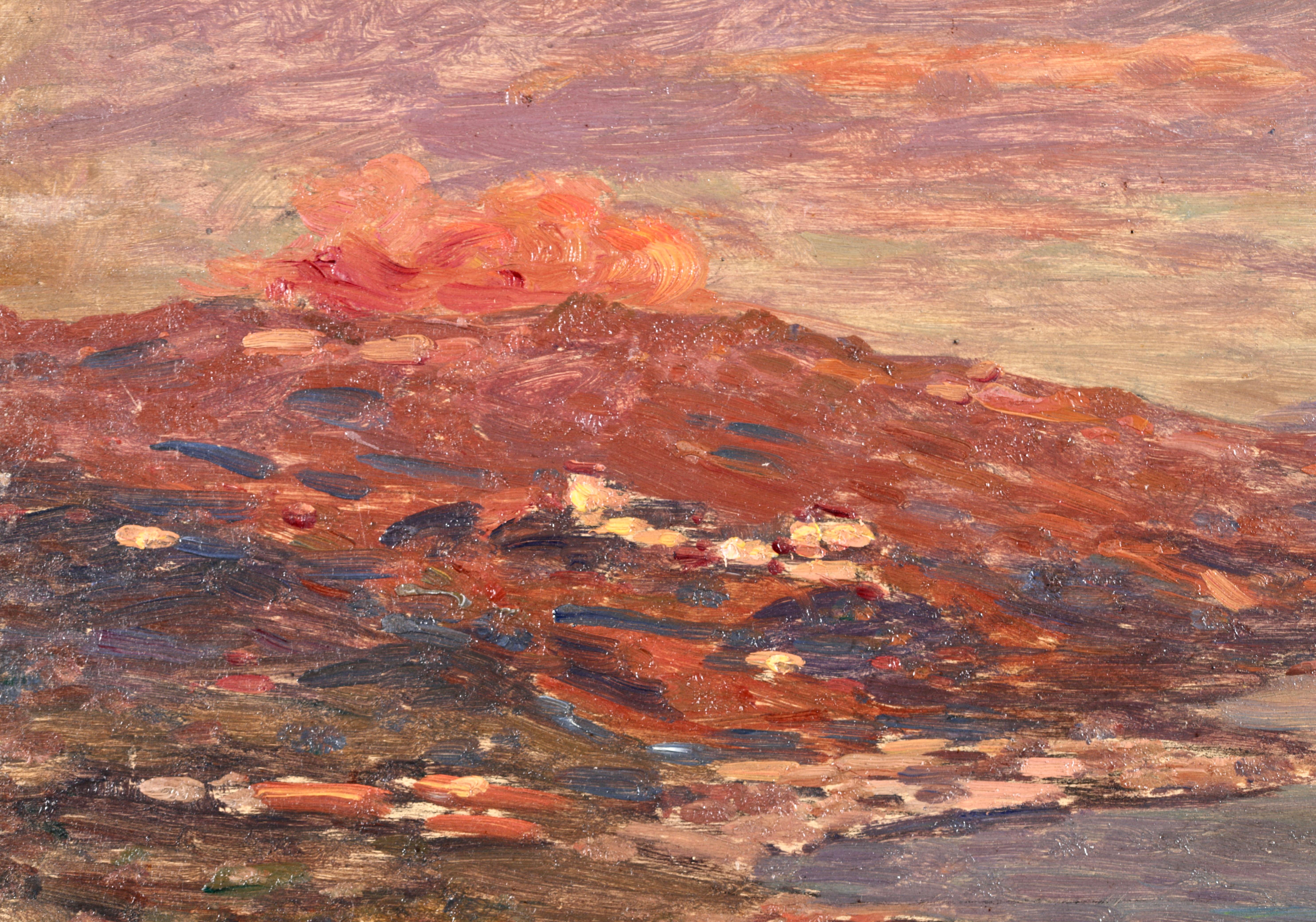 Sur le lac - Impressionistisches Ölgemälde, Boot auf See in Landschaft von Henri Duhem im Angebot 9