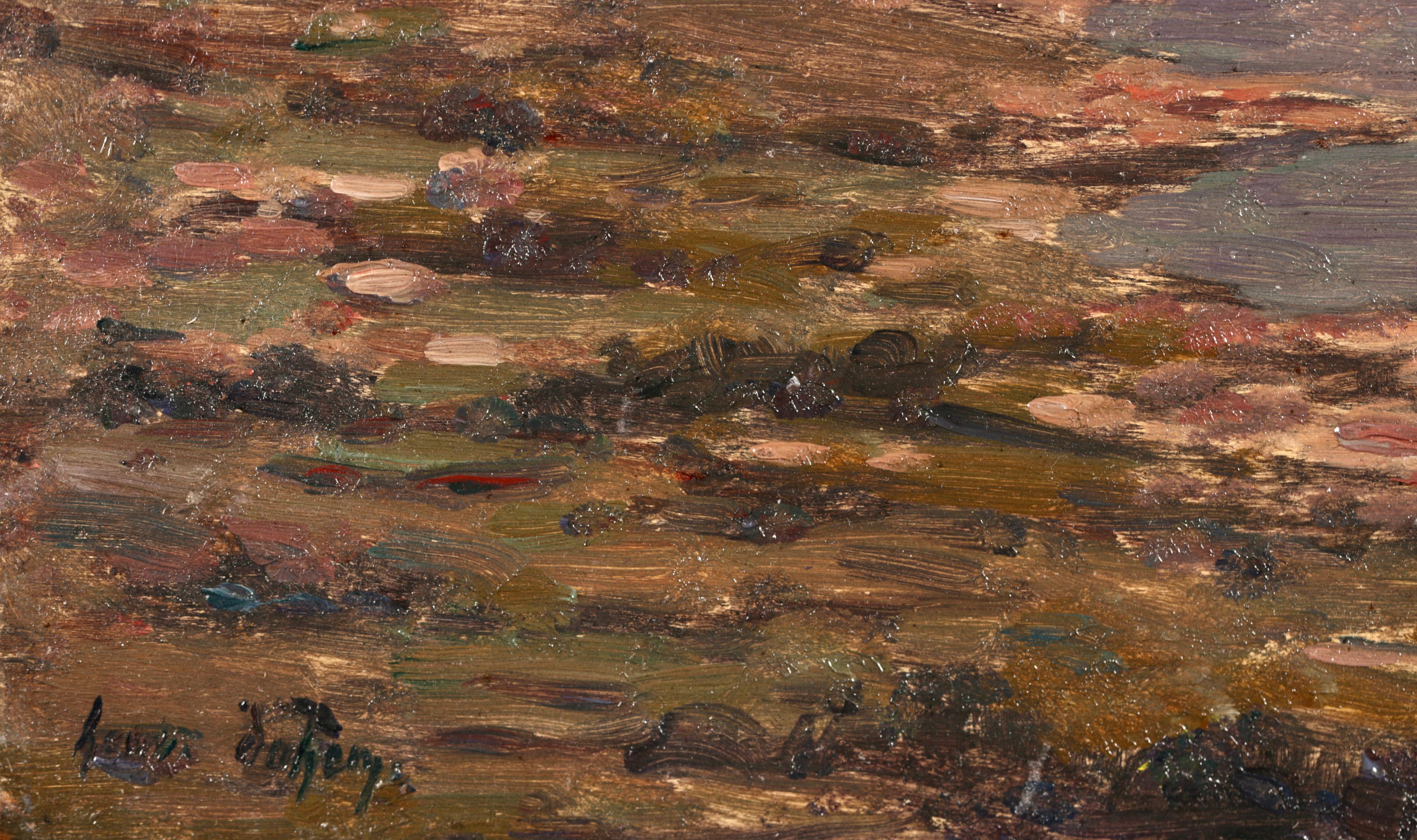 Sur le lac - Impressionistisches Ölgemälde, Boot auf See in Landschaft von Henri Duhem im Angebot 1