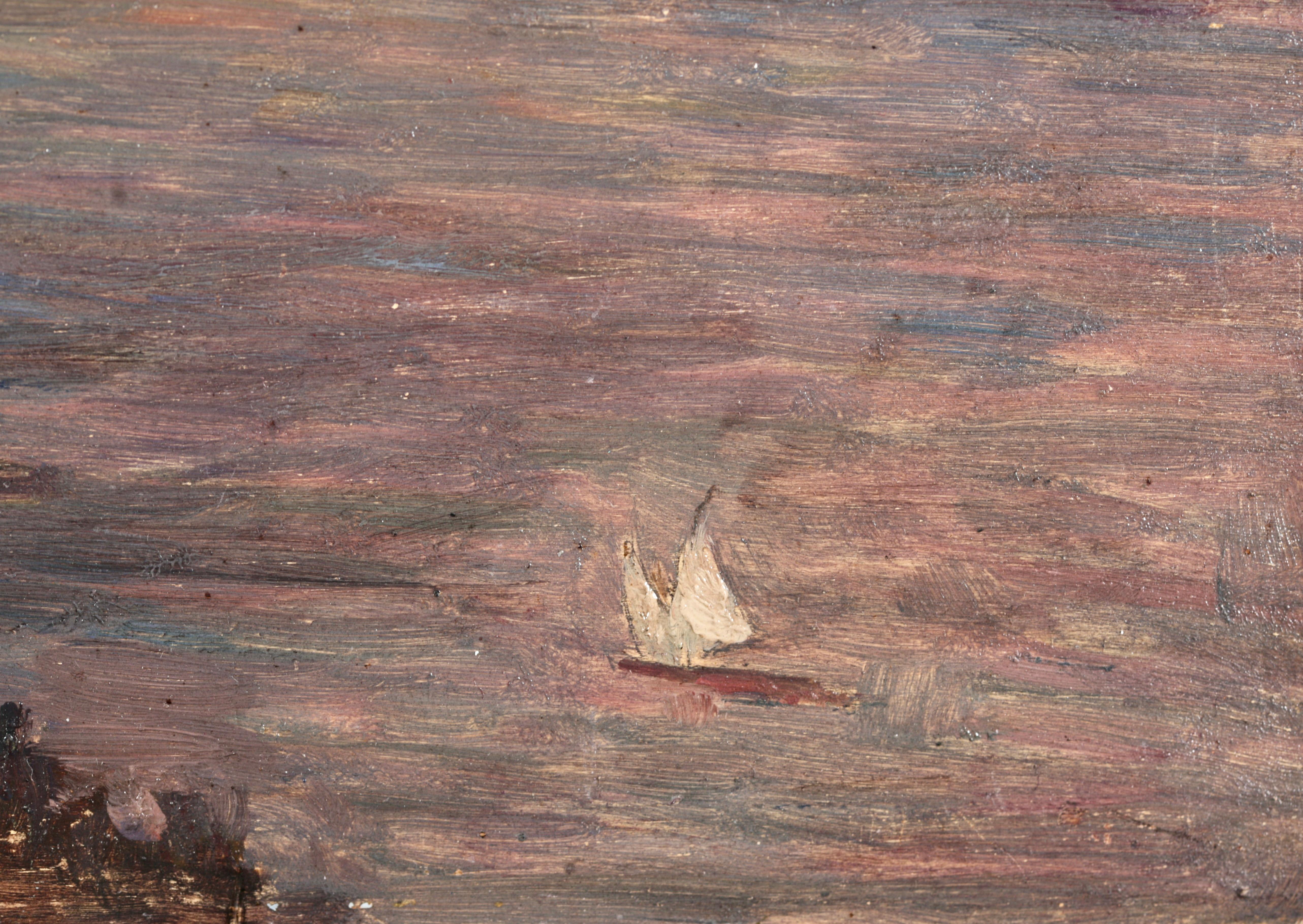 Sur le lac - Olio impressionista, Barca sul lago in un paesaggio di Henri Duhem 2