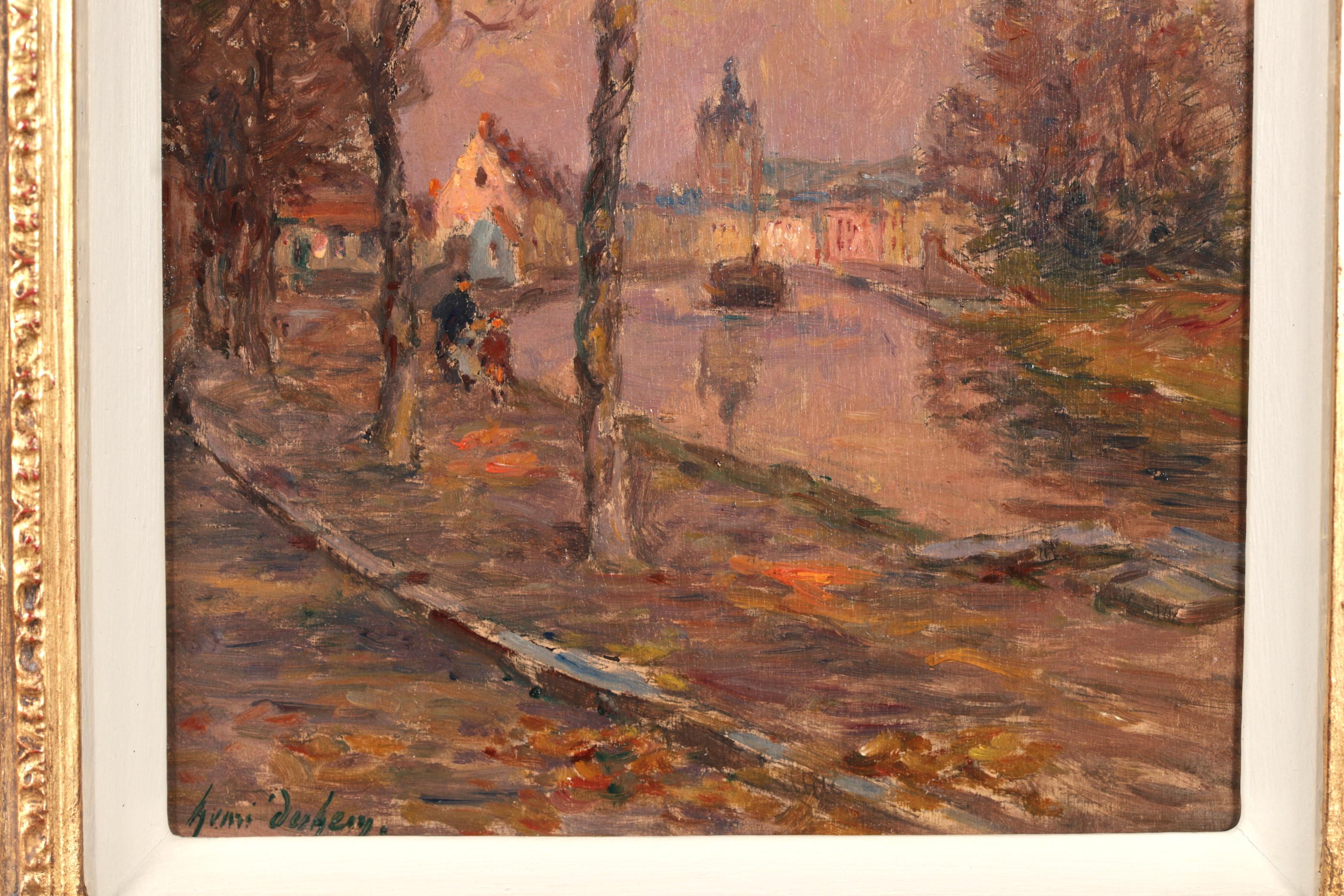 Il canale di Douai - Paesaggio impressionista dipinto a olio da Henri Duhem 5