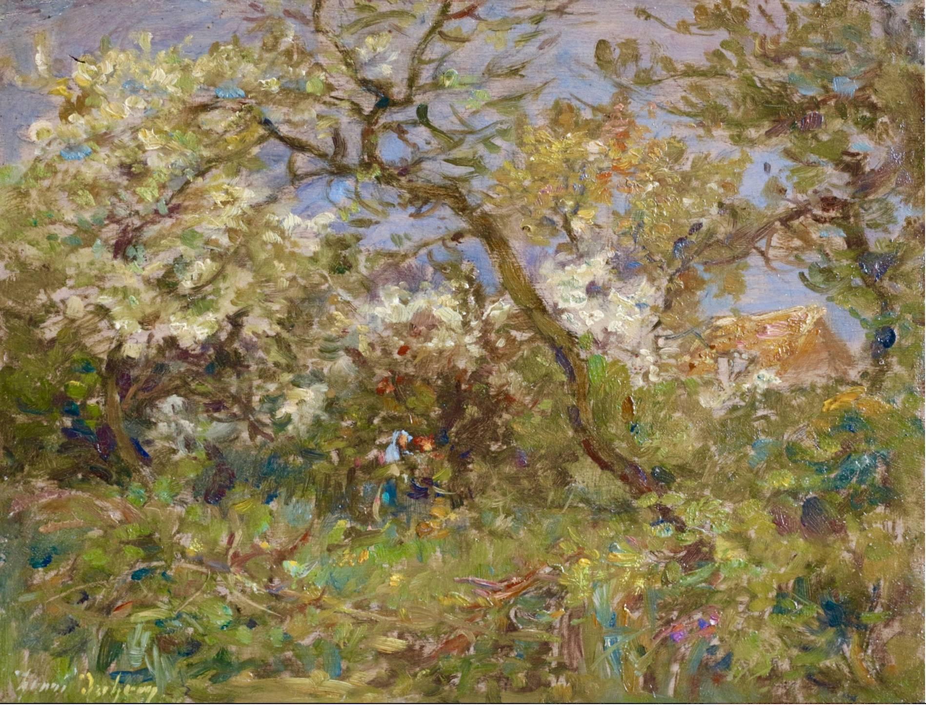 Henri Duhem Landscape Painting - The Orchard - Blossom Trees
