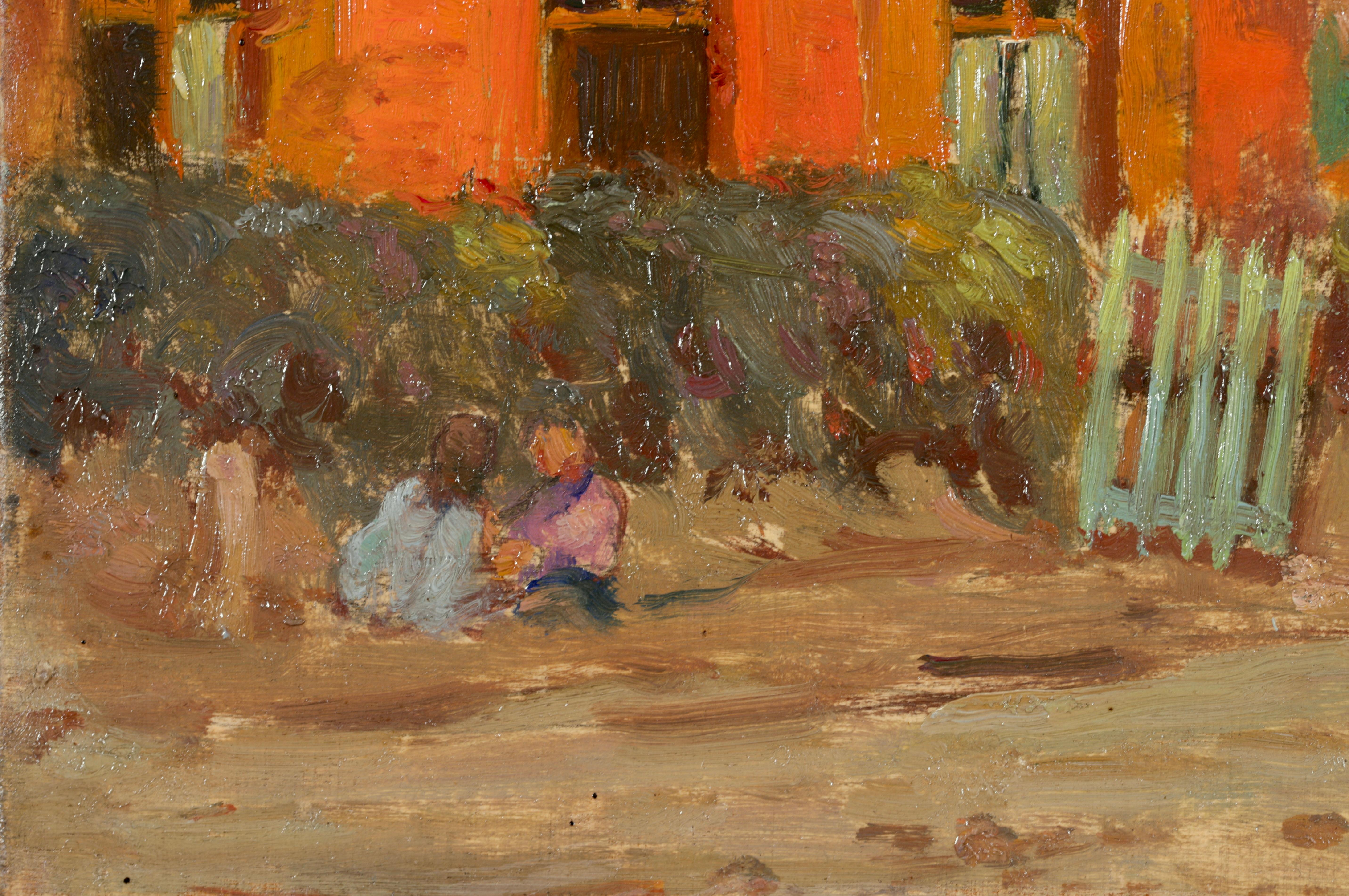 Sotto la mezzaluna - Olio impressionista, Bambini in un paesaggio - Henri Duhem 2