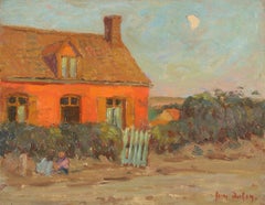 Under the Crescent Moon - Impressionist Oil, Children in Landscape - Henri Duhem