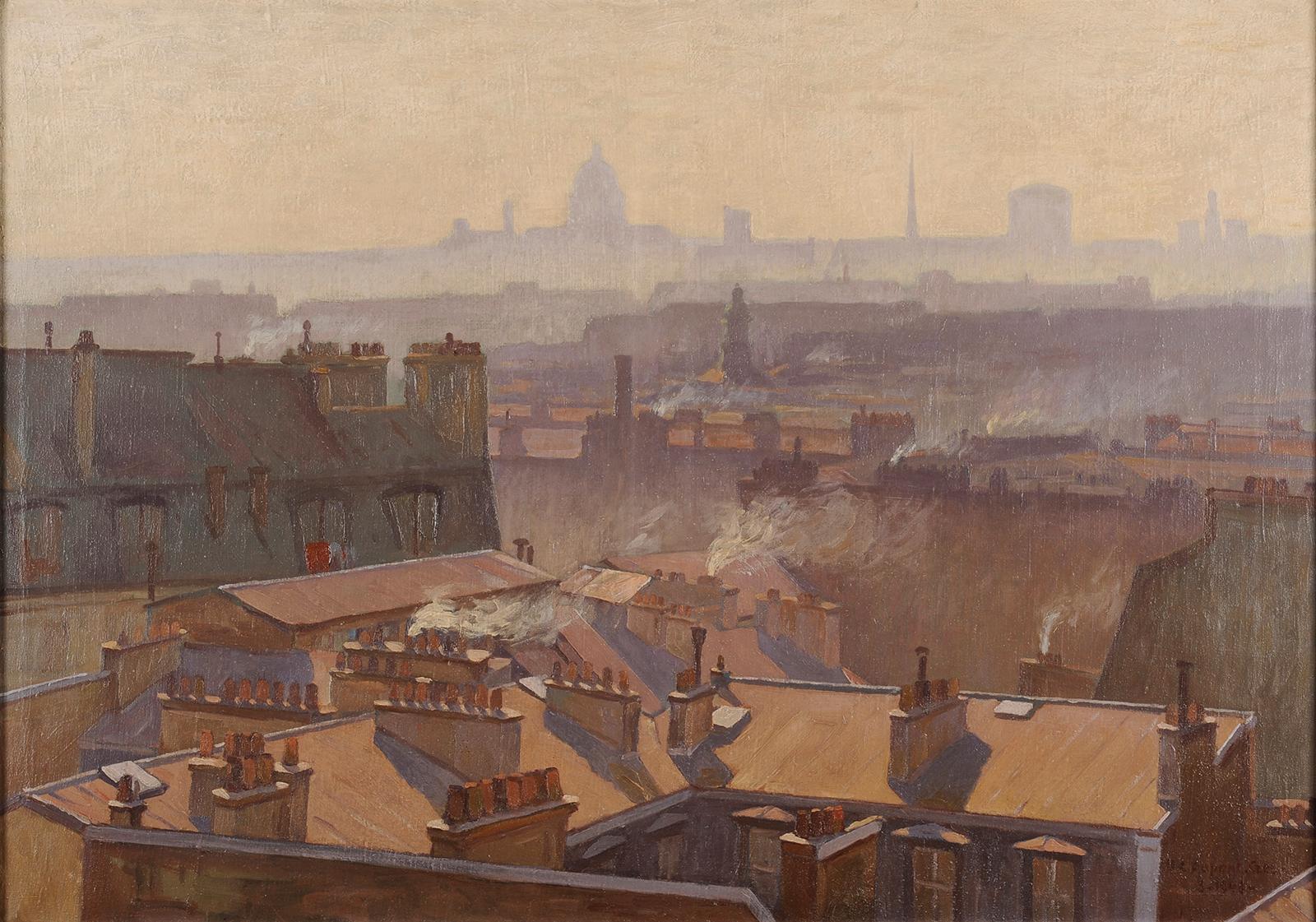Roof of Paris - Painting by Henri Dupont-Crespin