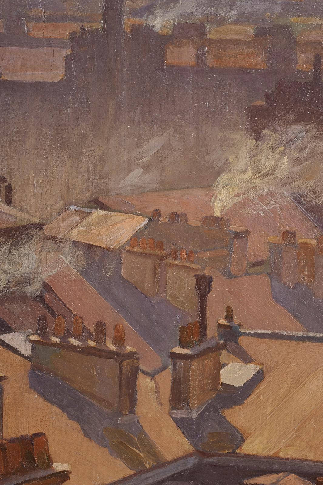 Roof of Paris - French School Painting by Henri Dupont-Crespin