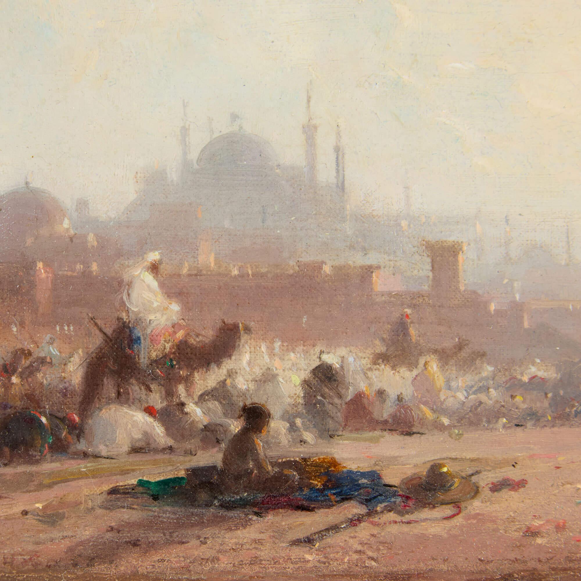 Henri Duvieux Französisch Orientalist Ölgemälde Morgenansicht Hagia Sophia Türkei im Angebot 8