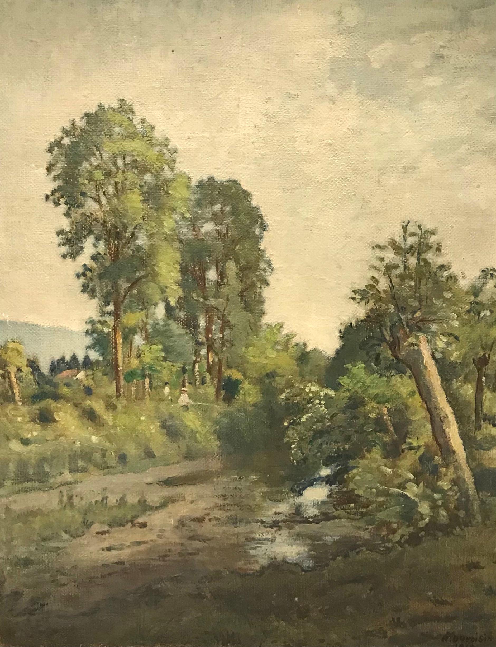 Henri Duvoisin  Landscape Painting - The banks of the Arve